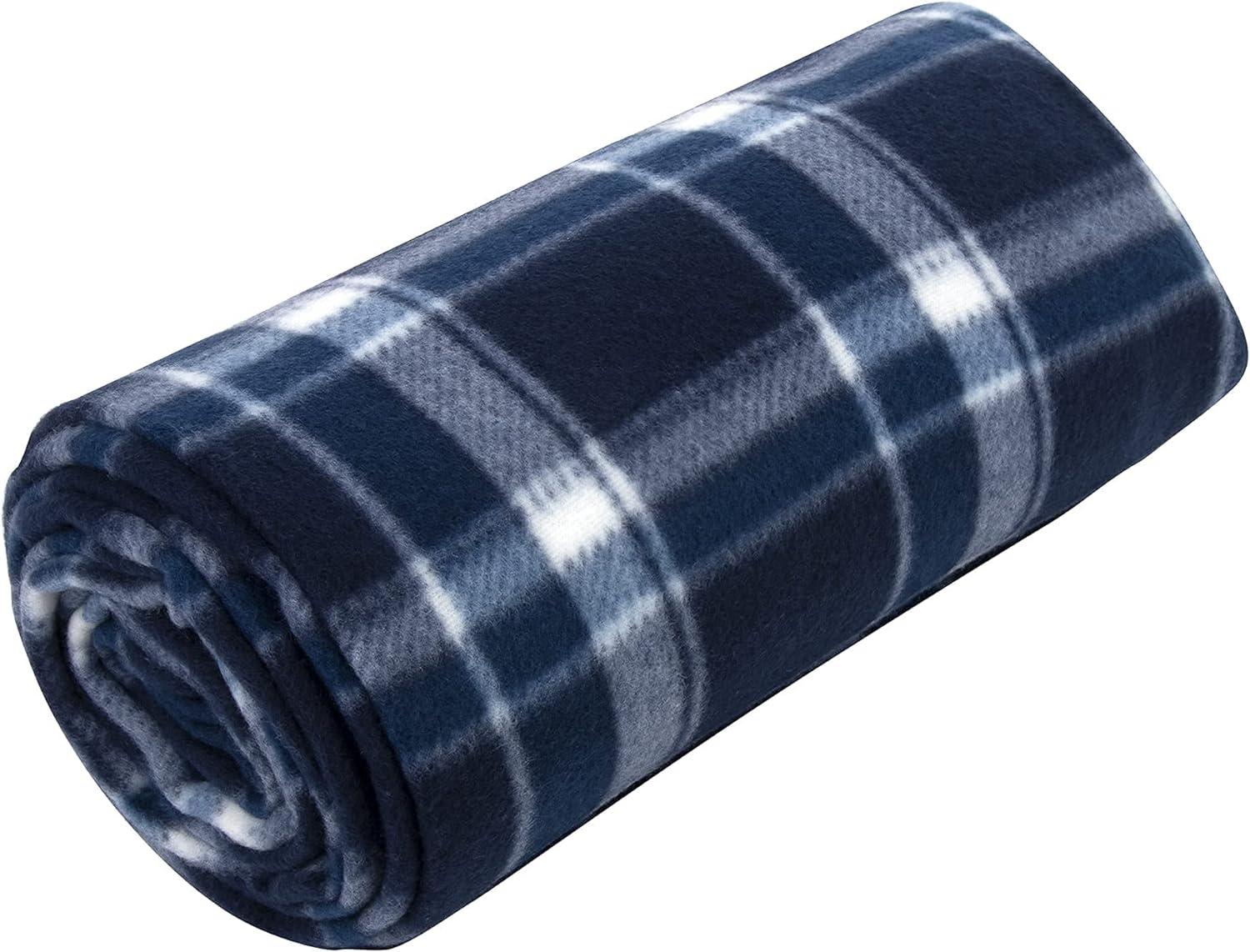 Single Plaid Color 60”L x 50”W Fleece Throw Blanket for Fall, Winter, Spring, Summer, Men, Women, Children & Pets in Blue Plaid