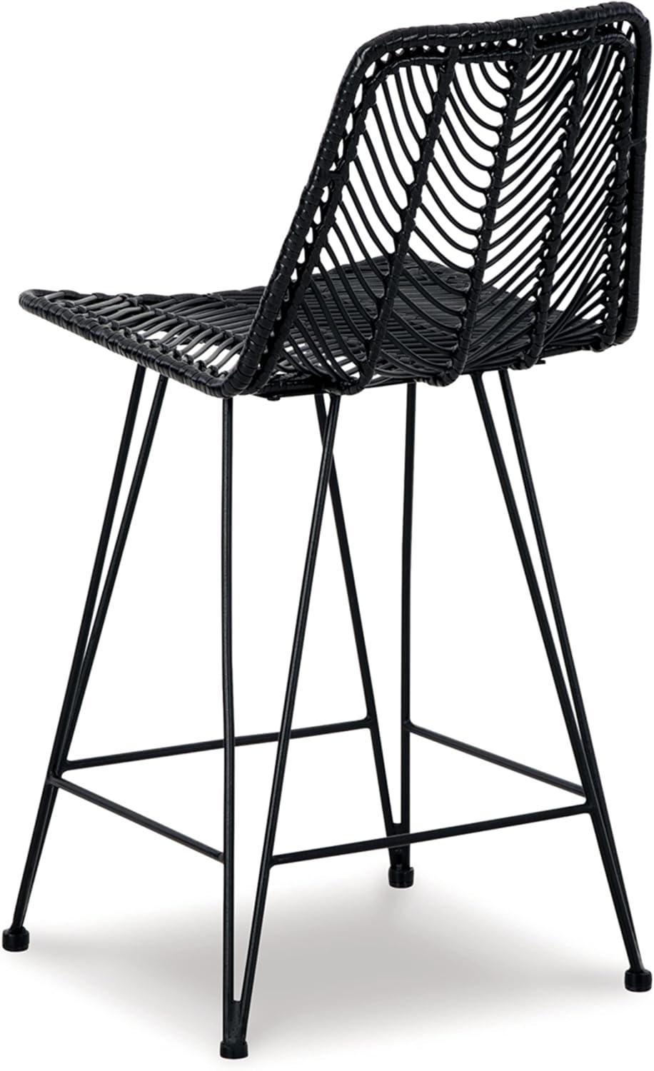 Black Metal Counter Height Bar Stool with Bucket Seat