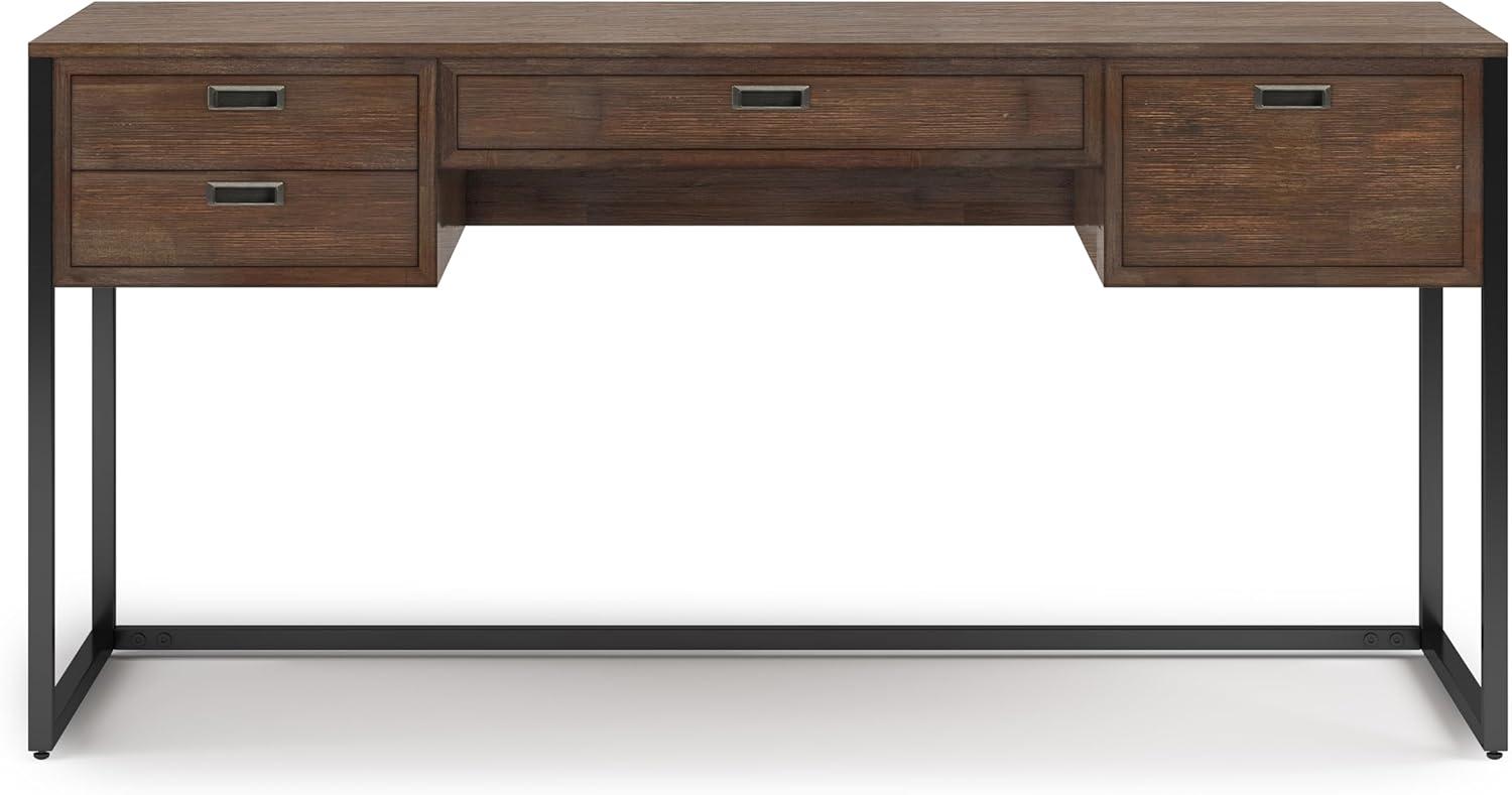 Simpli Home Richmond ACACIA WOOD Modern Industrial 60" Desk in Rustic Natural Brown