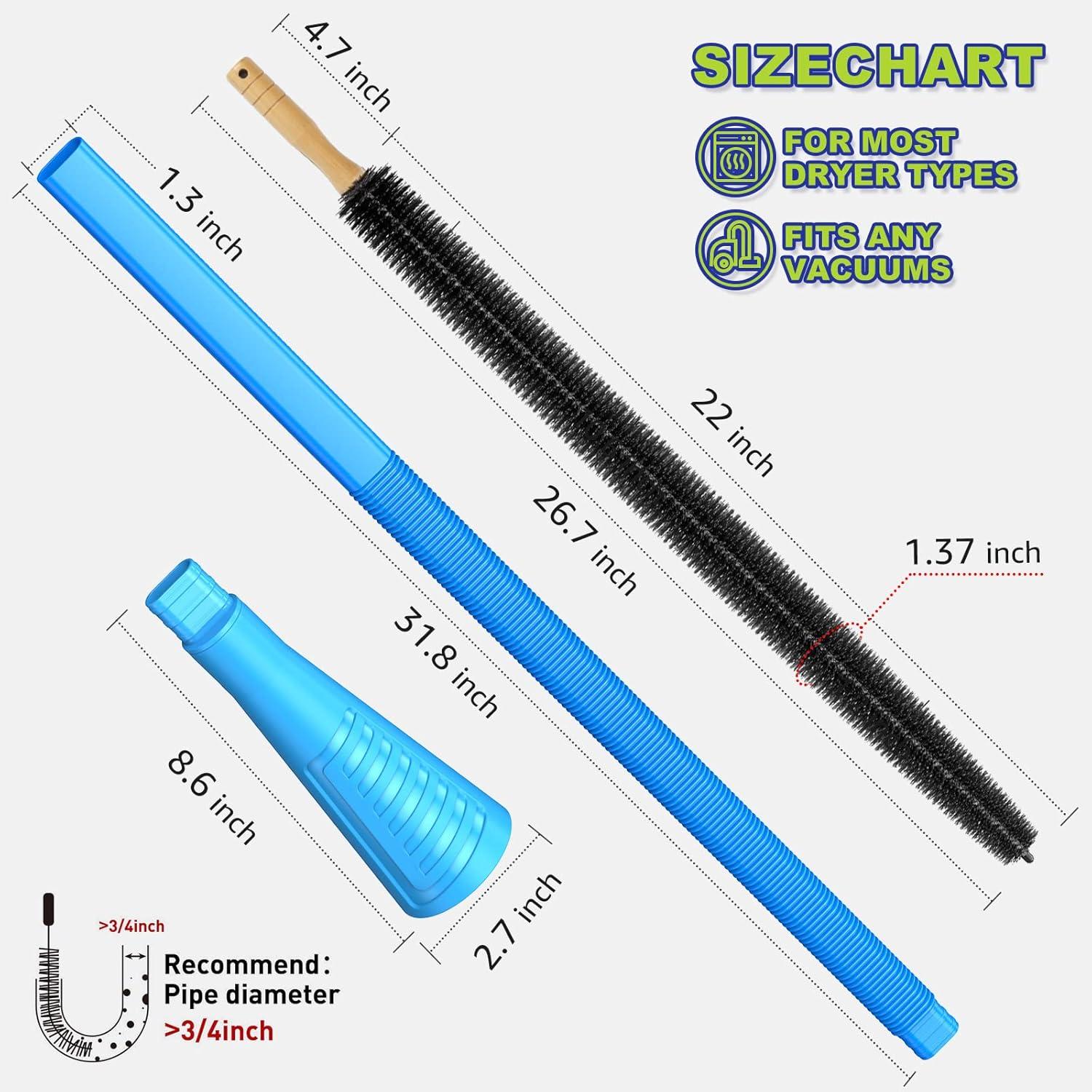 Sealegend 2 Pack Dryer Vent Cleaner Kit and Flexible Dryer Lint Brush Vacuum Hose Attachment Brush Lint Remover Power Washer and Dryer Vent Vacuum Hose