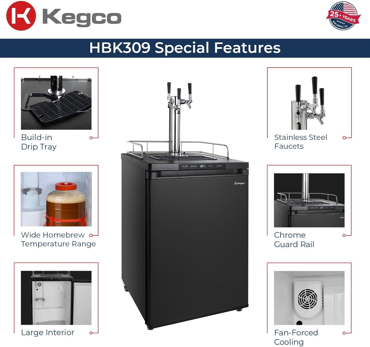 Kegco Kegco 5.6 Cubic Feet Triple Tap Freestanding Kegerator with Adjustable Temperature