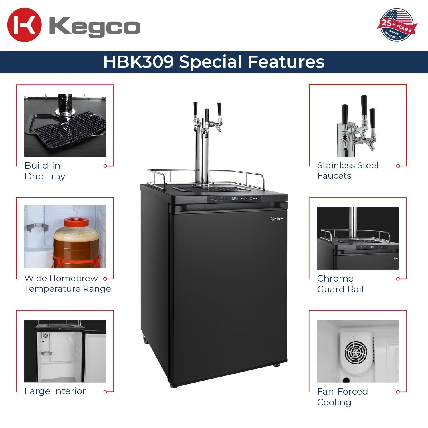 Kegco Kegco 5.6 Cubic Feet Triple Tap Freestanding Kegerator with Adjustable Temperature