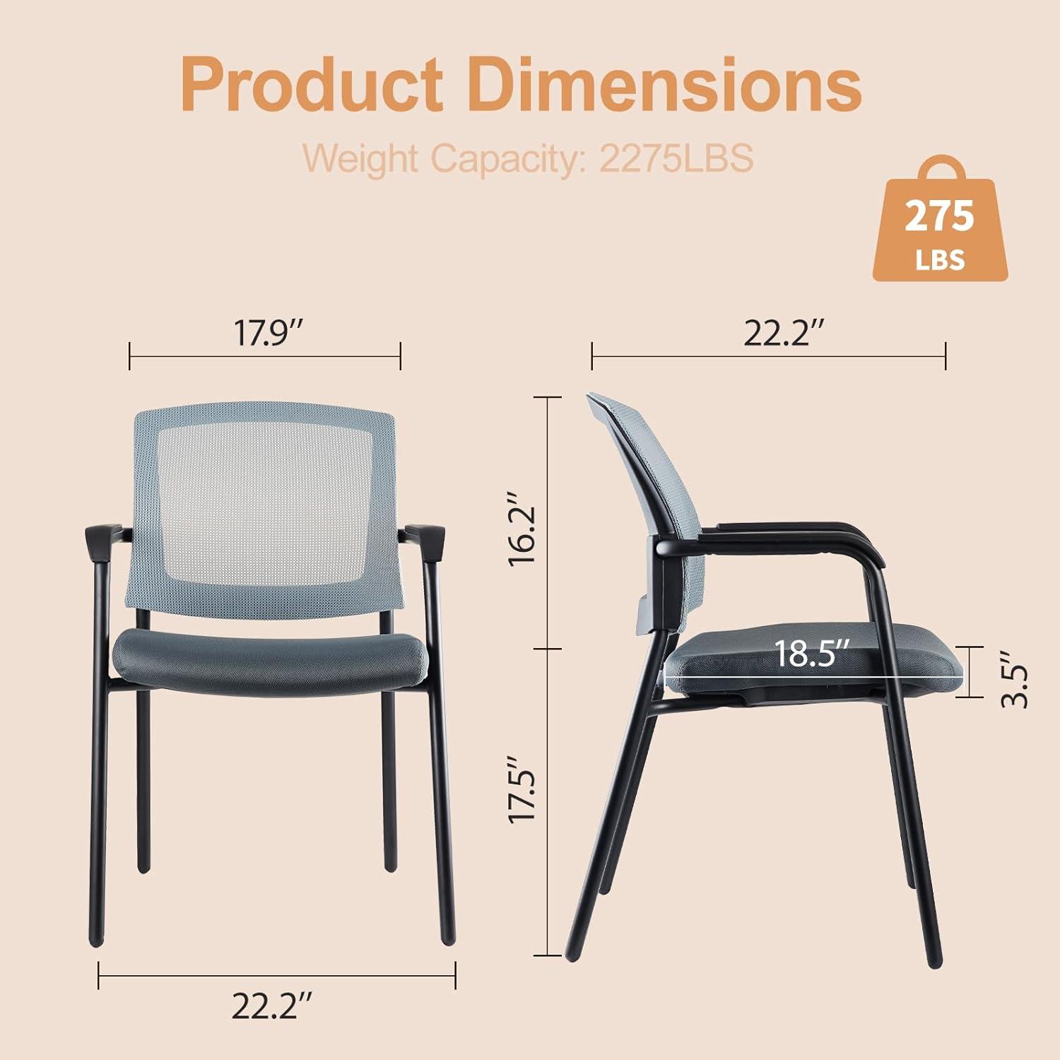 Gray Mesh Stackable Office Chair with Metal Frame