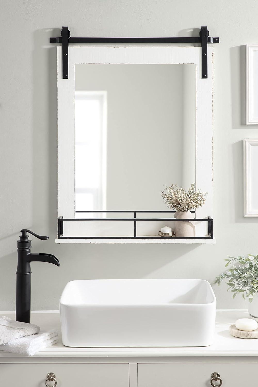 24" x 31" Cates Framed Wall Mirror with Shelf - Kate & Laurel All Things Decor