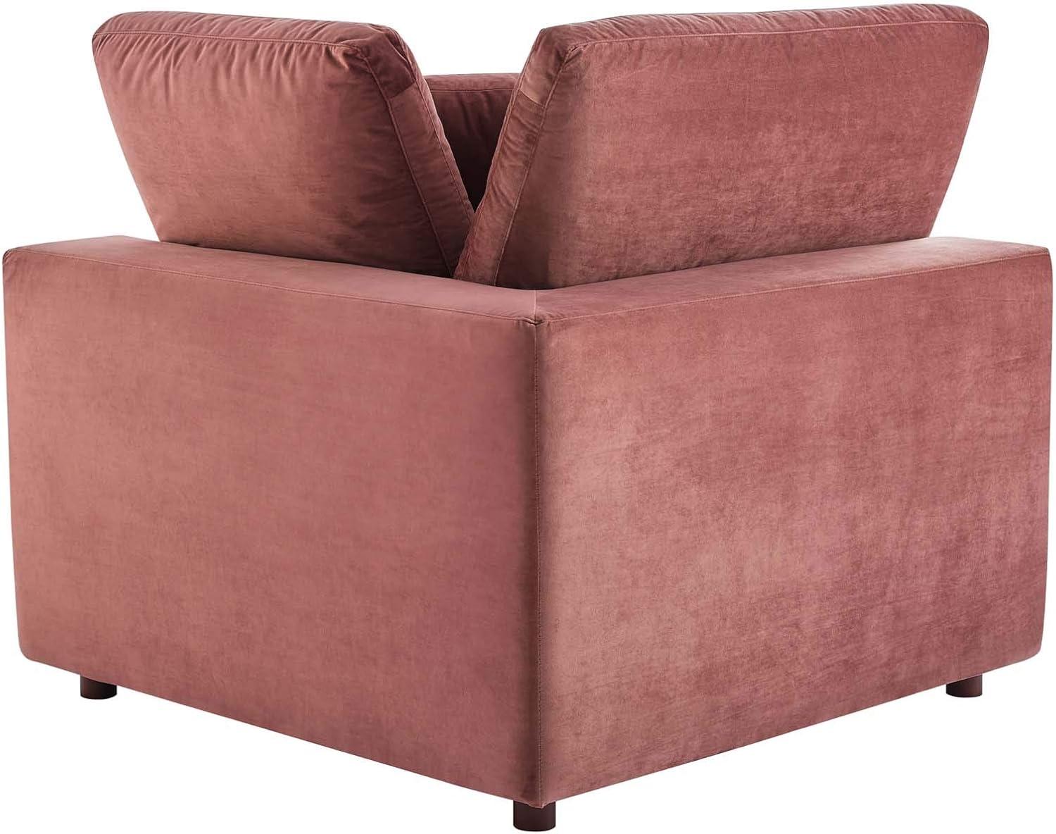 Modway Commix Down Filled Overstuffed Velvet Loveseat in Dusty Rose Pink