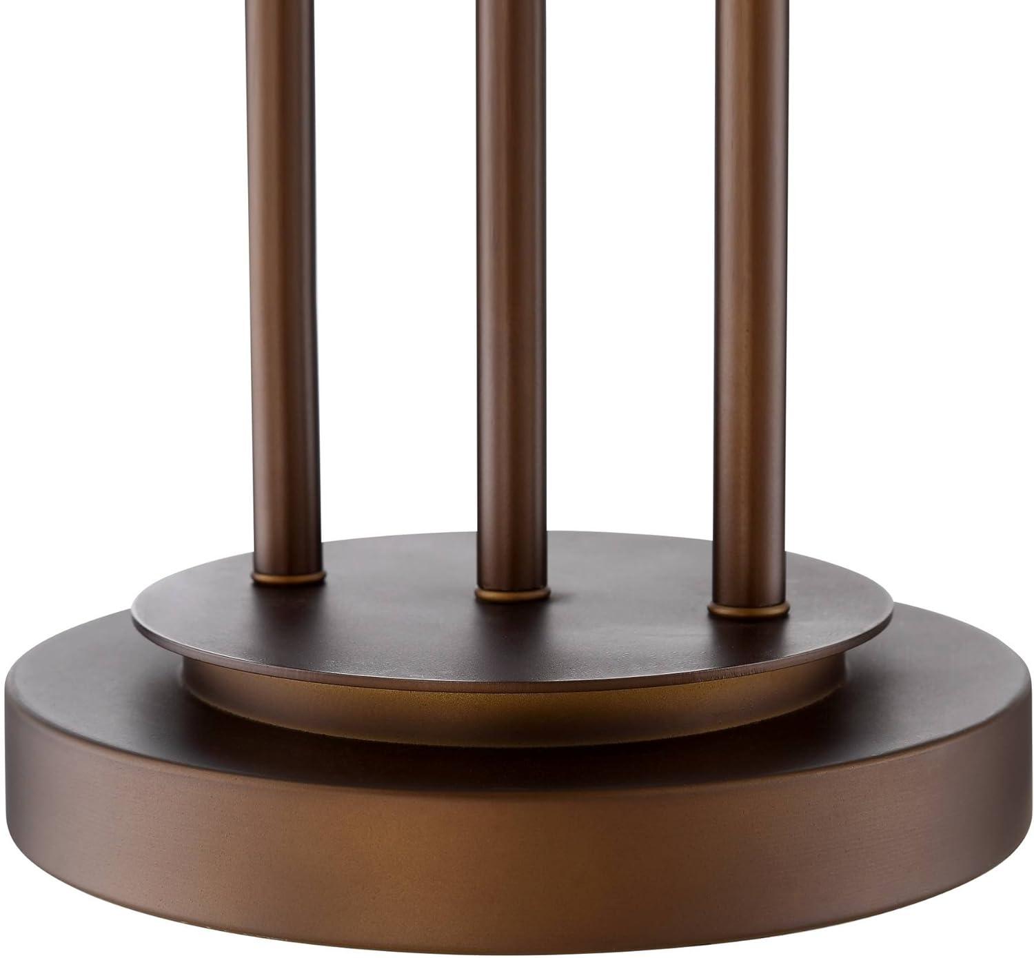 Franklin Iron Works Marlowe 28 3/4" Tall Rustic Modern End Table Lamp Pull Chain Brown Bronze Finish Metal Single Woven Shade Living Room Bedroom