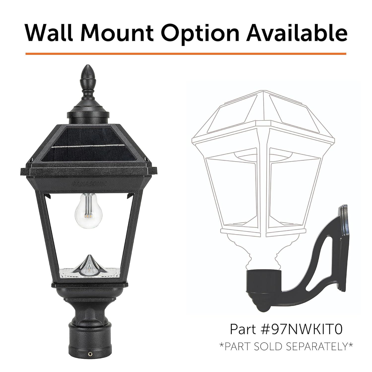 Gama Sonic Imperial Bulb Solar Lamp -3 Inch Fitter Mounts - Black Finish