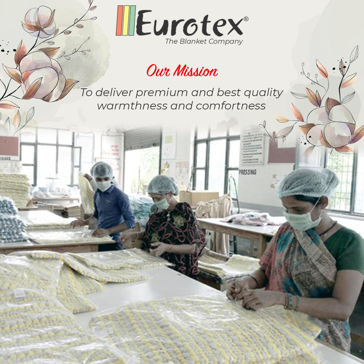 Eurotex Premium Cotton Blankets for Twin Size Bed | All-Season 100% Cotton Twin Blanket for Bed | Diamond Lightweight, Soft & Cozy Fall Thermal Blanket, 350GSM, 66x90 inches | Flint Grey