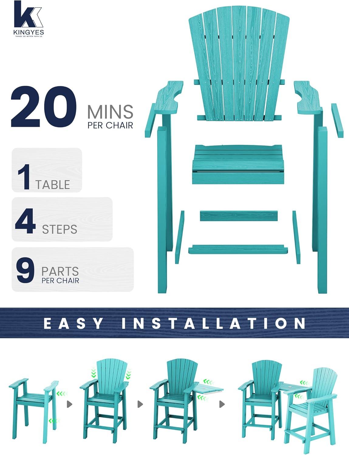 Rosecliff Heights Wolak HDPE Outdoor Adirondack Chair Set With Table