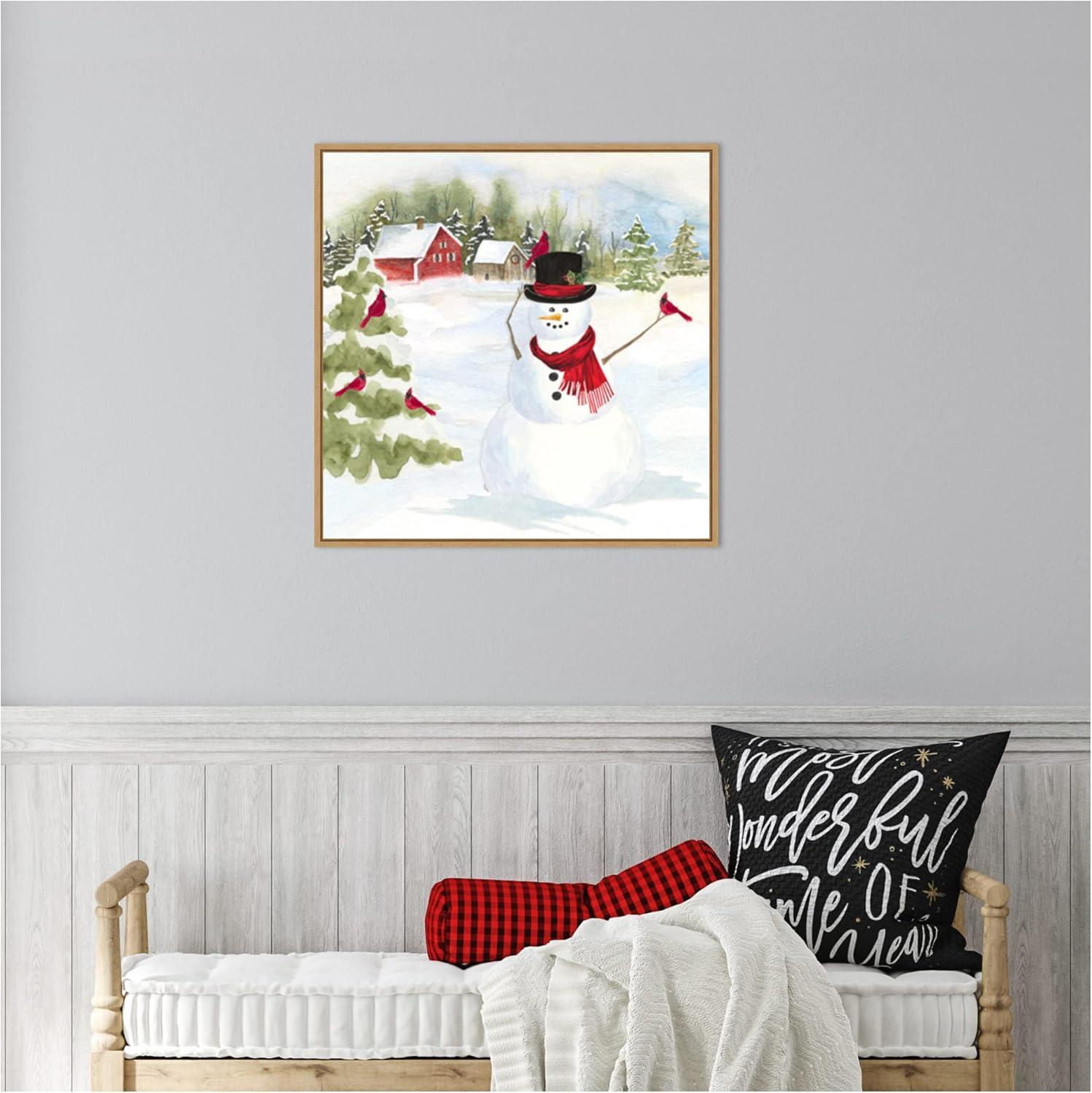 Amanti Art Snowman Christmas IV by Tara Reed Canvas Wall Art Print Framed 22 x 22-in.