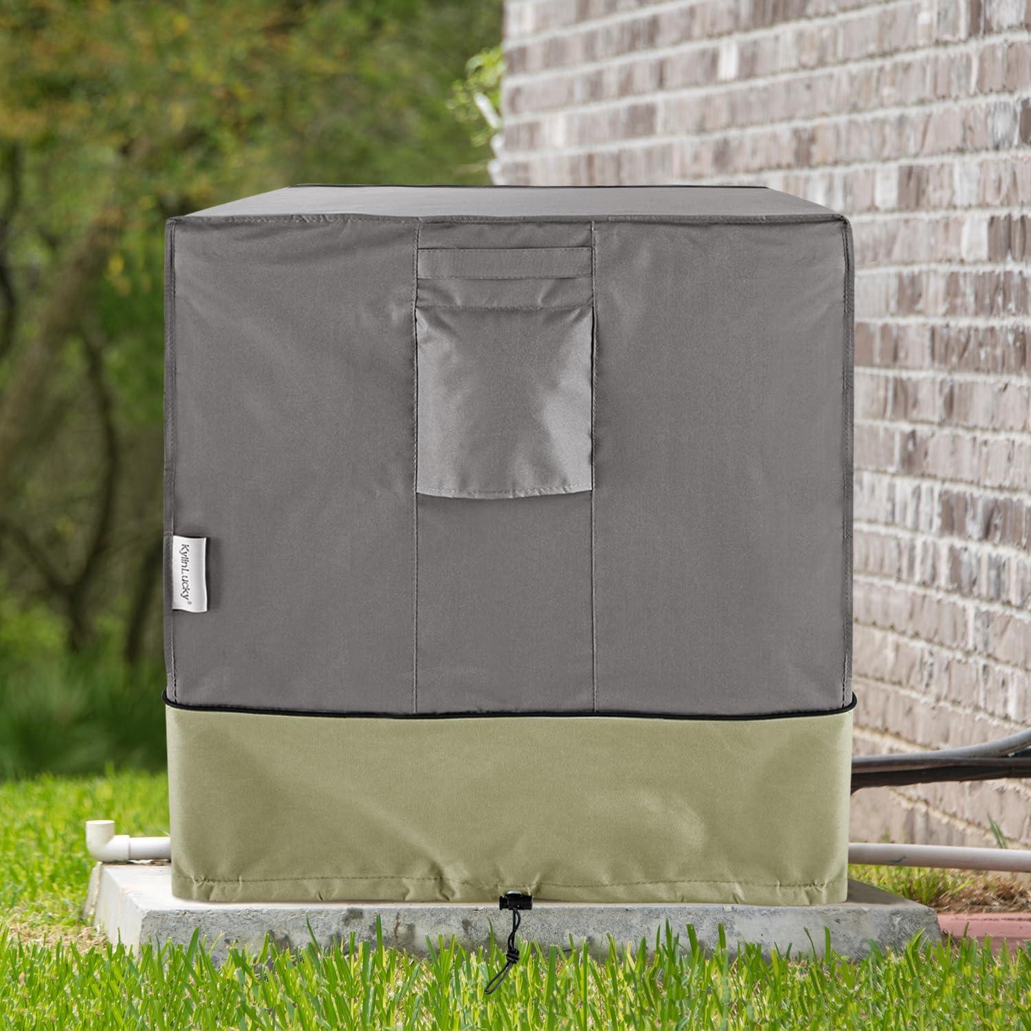 Gray and Beige Water-Resistant Polyester Air Conditioner Cover