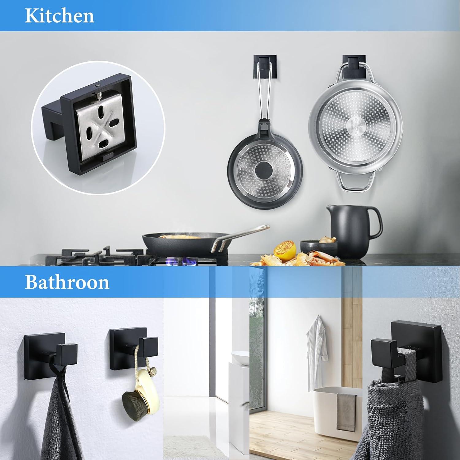 Matte Black Stainless Steel 6-Piece Bathroom Hardware Set