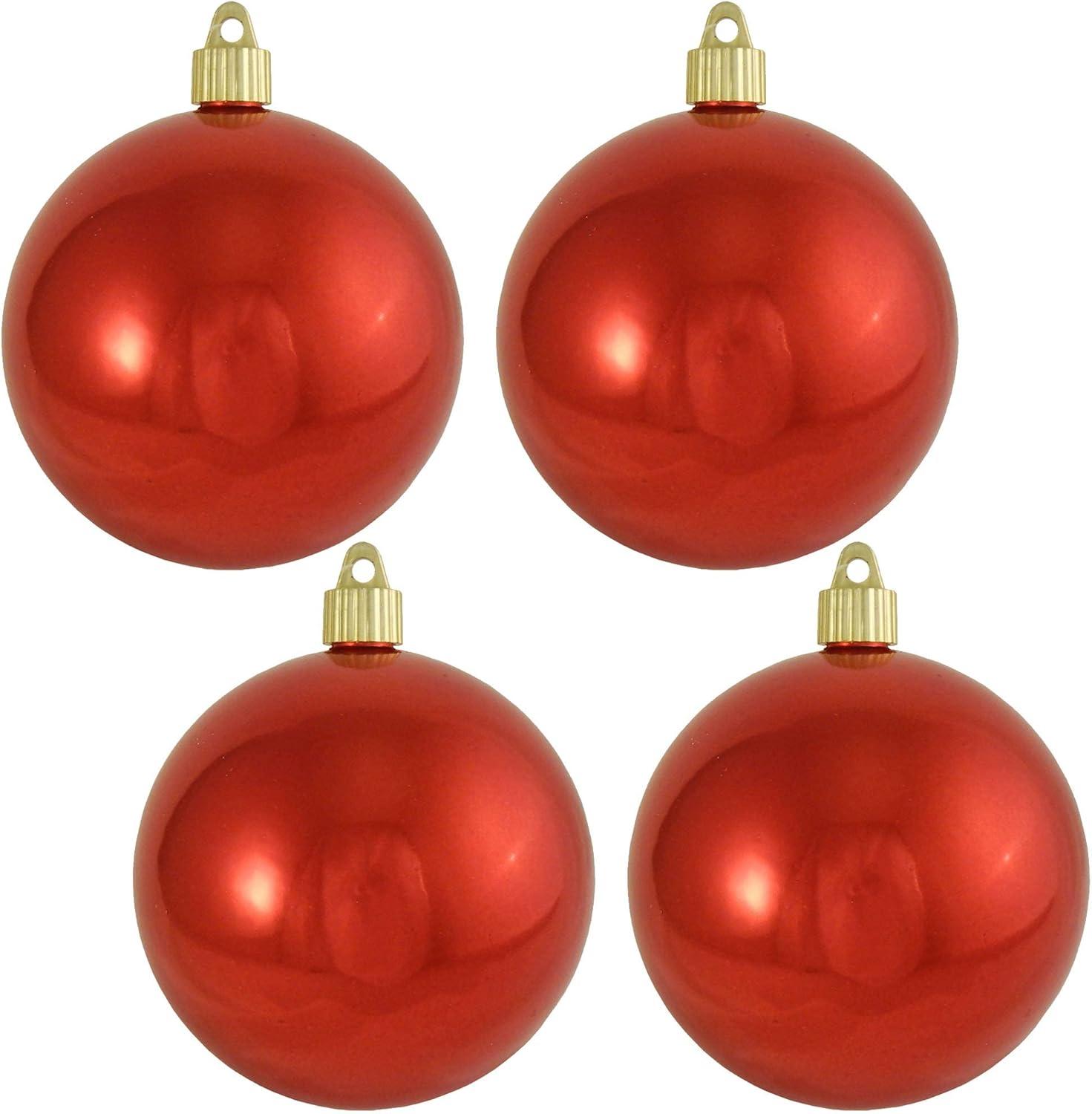 Christmas By Krebs Ornament, Large Commercial Grade Indoor and Outdoor Shatterproof Plastic, UV and Water Resistant Ball Ornament Decorations (Shiny True Love Red, 4 inch (100mm))