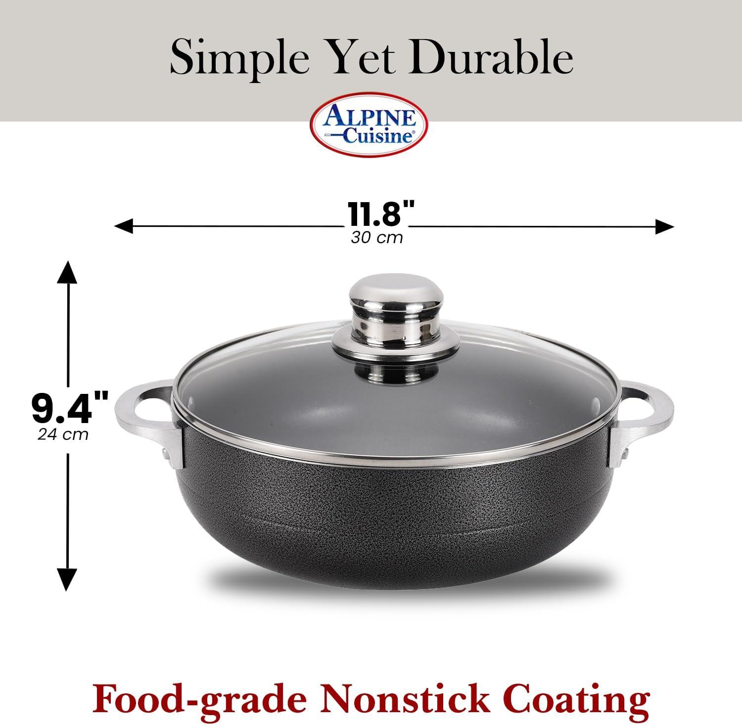 Black Non-Stick Aluminum Dutch Oven with Glass Lid, 3.5 Quarts