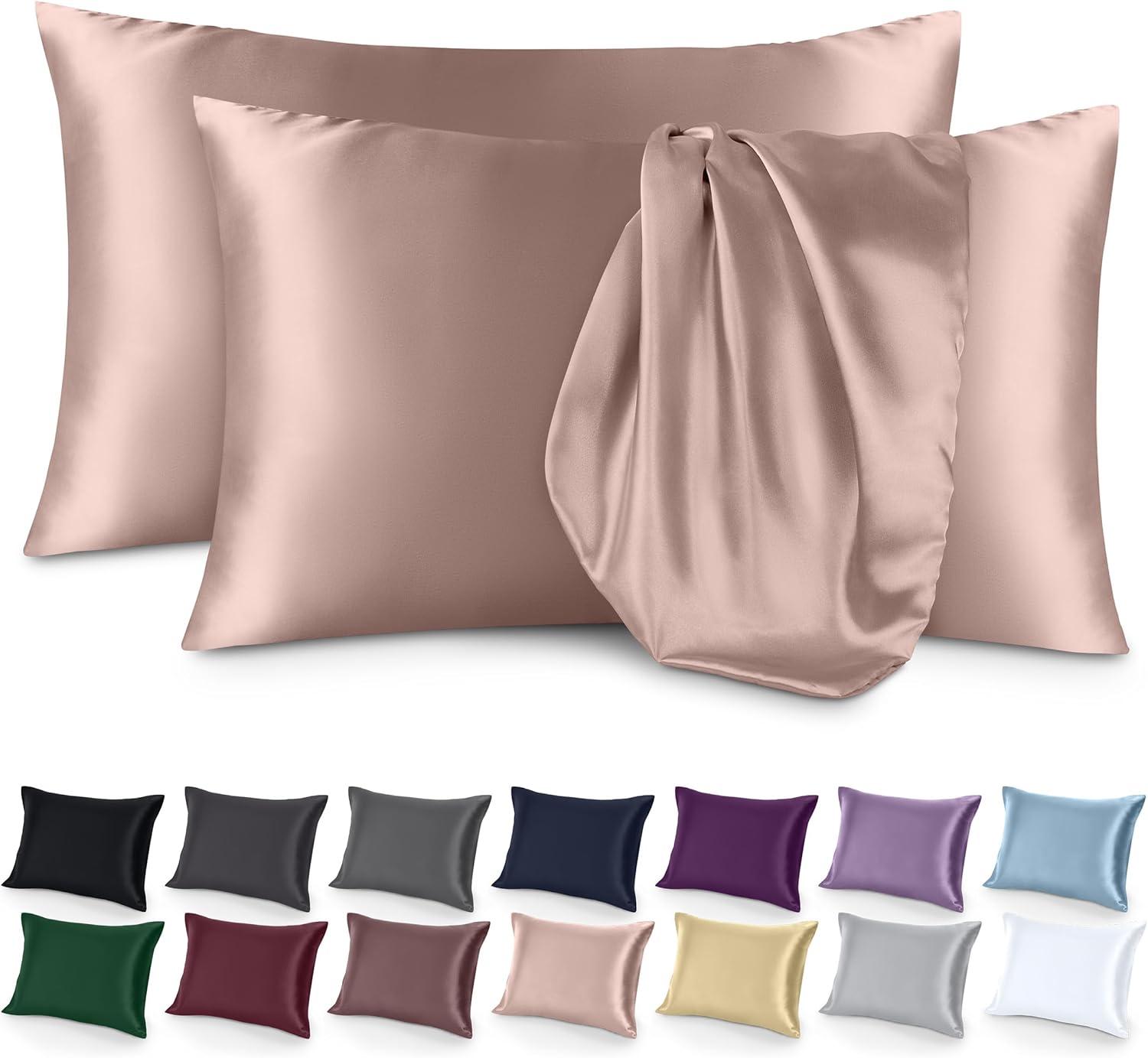 Bare Home Soft Poly Satin Pillowcase Set