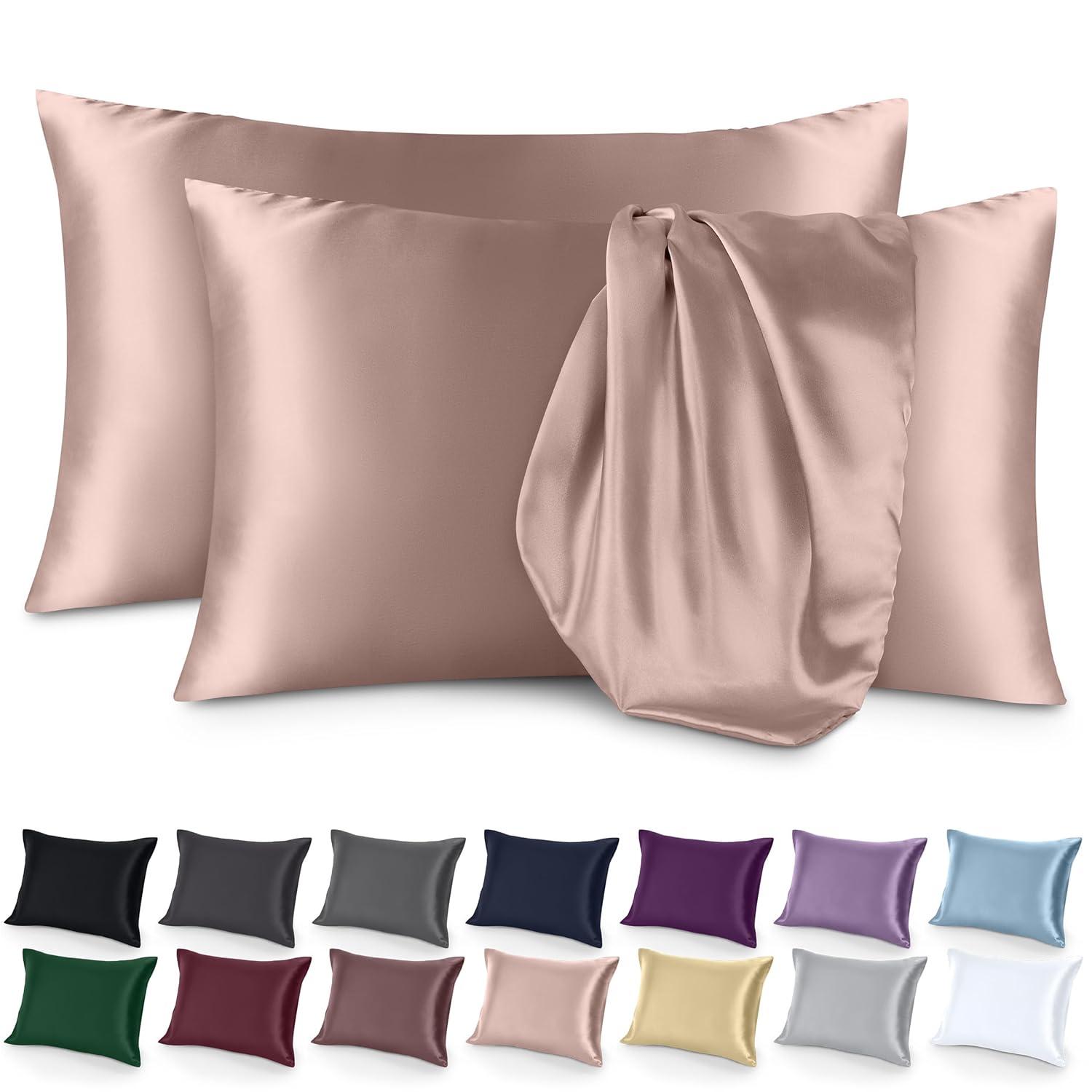 Bare Home Soft Poly Satin Pillowcase Set