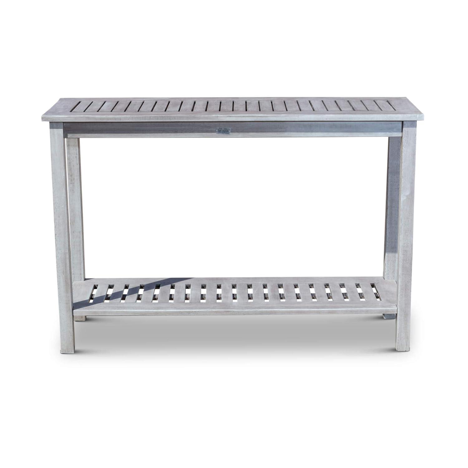 DTY  Outdoor Living Longs Peak Eucalyptus Console Table Driftwood Gray