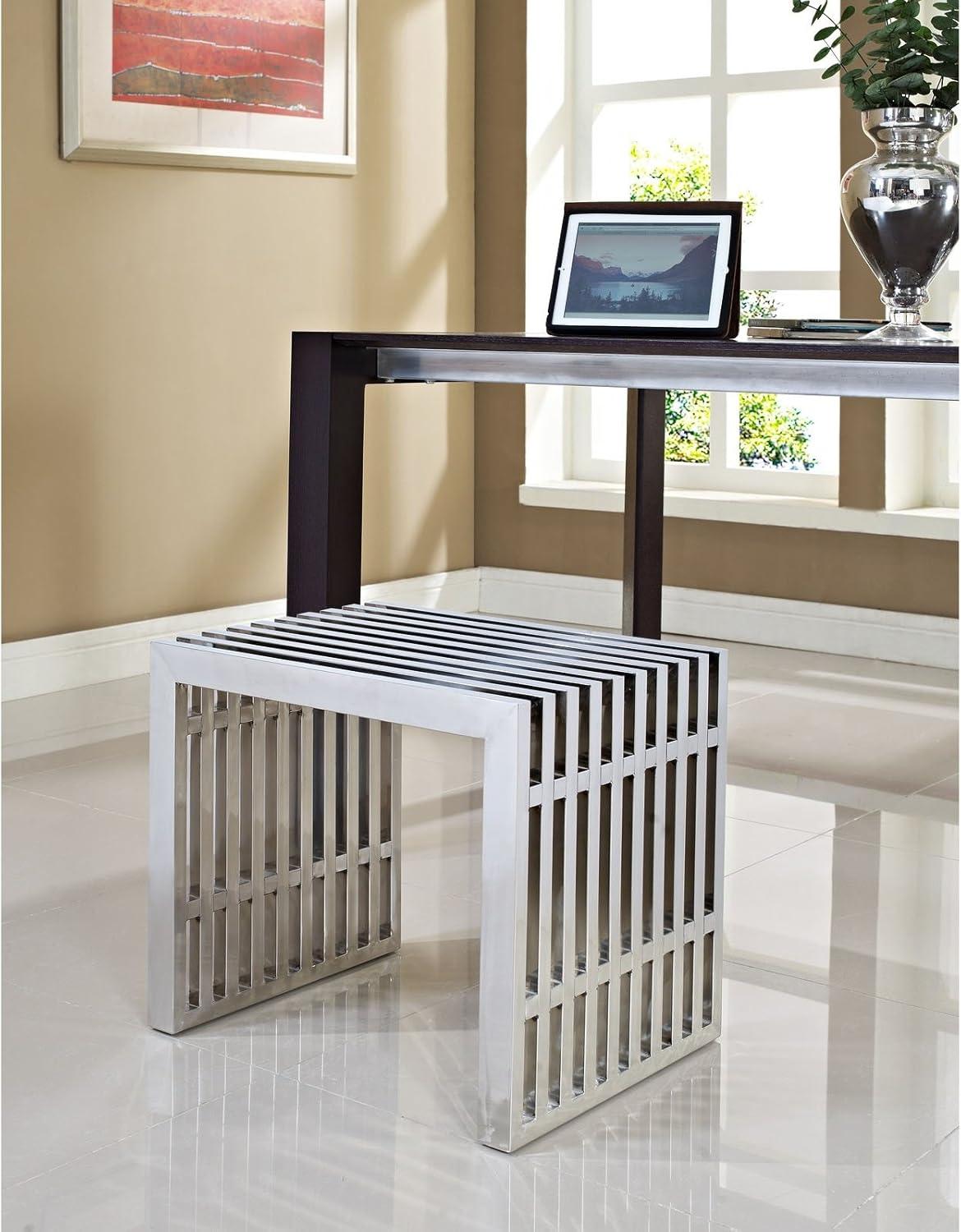 Small Stainless Steel Gridiron Bench by Modway