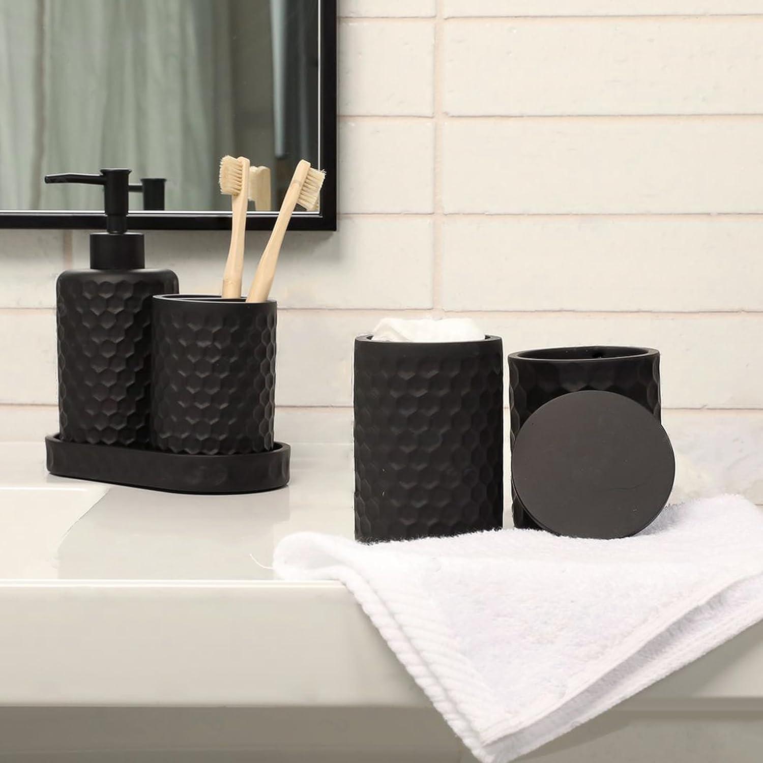 Black Honeycomb 6-Piece Resin Bathroom Accessories Set