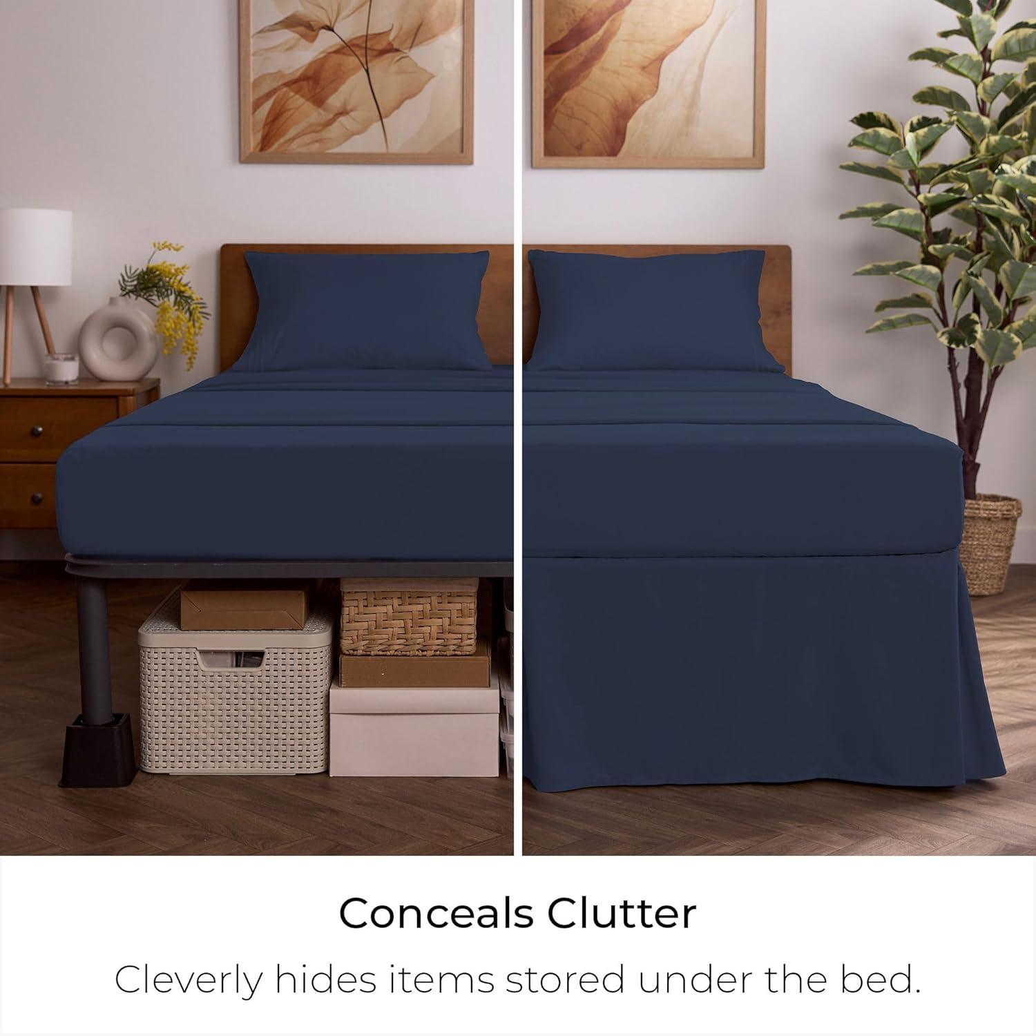 Nautica Solid Bedskirt 100% Cotton Fitted 15" Bed Skirt