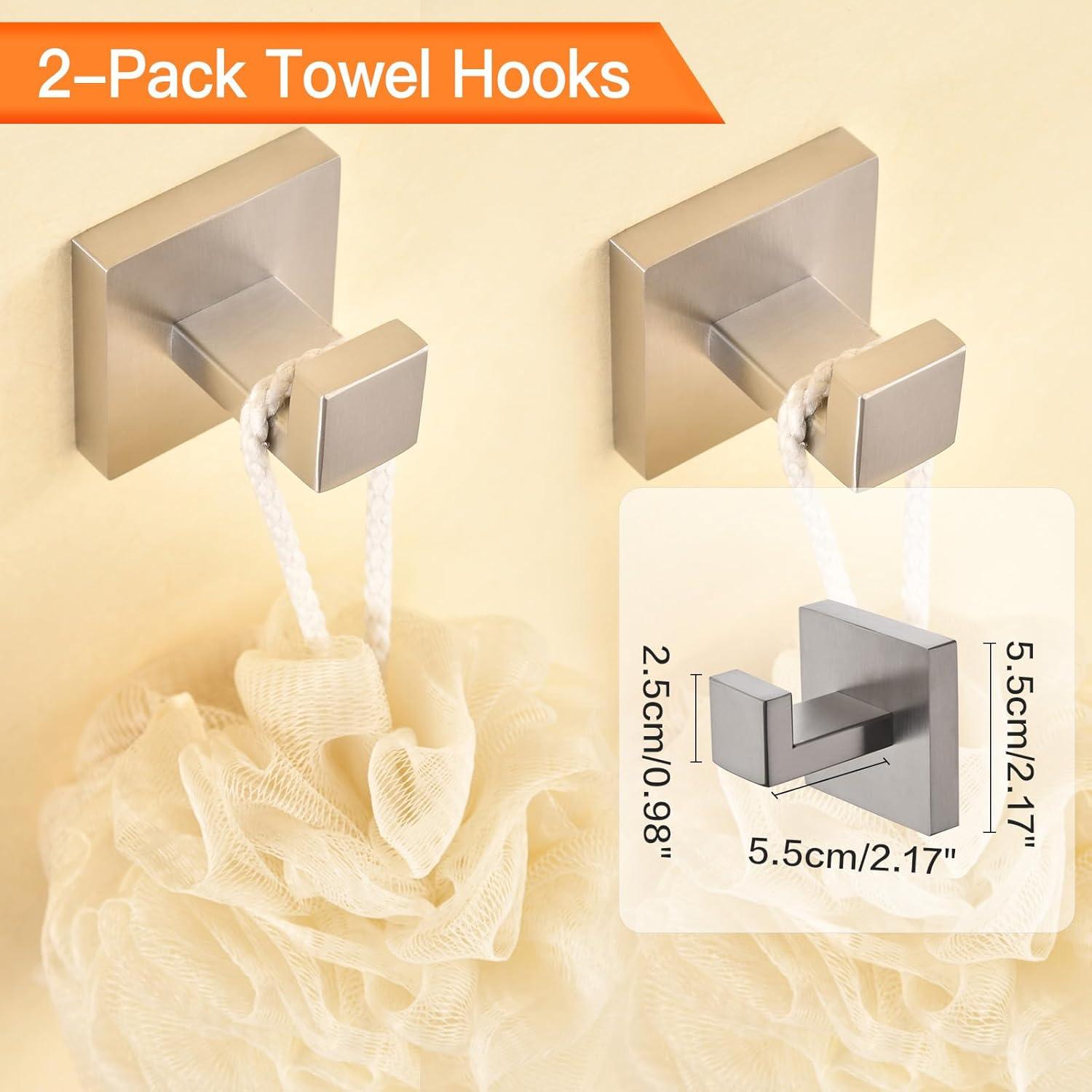 Brushed Nickel 5-Piece Modern Bathroom Hardware Set