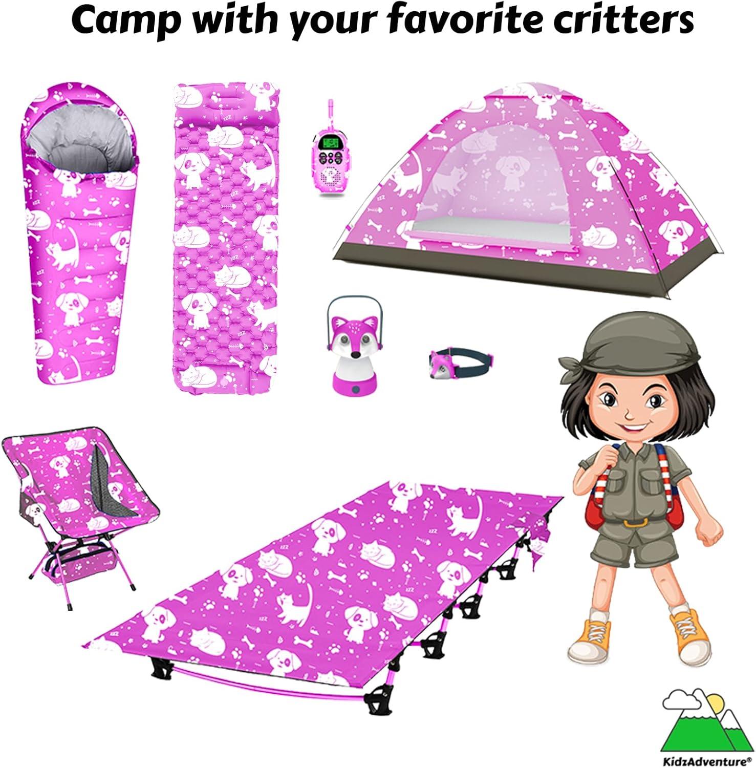 KidzAdventure 2 in 1 Kids Play Tent/Kids Tent for Camping | 1 – 2 Person Backpacking Tent for Kids | Ultralight Indoor & Outdoors Kids Tents – Best Friends Theme