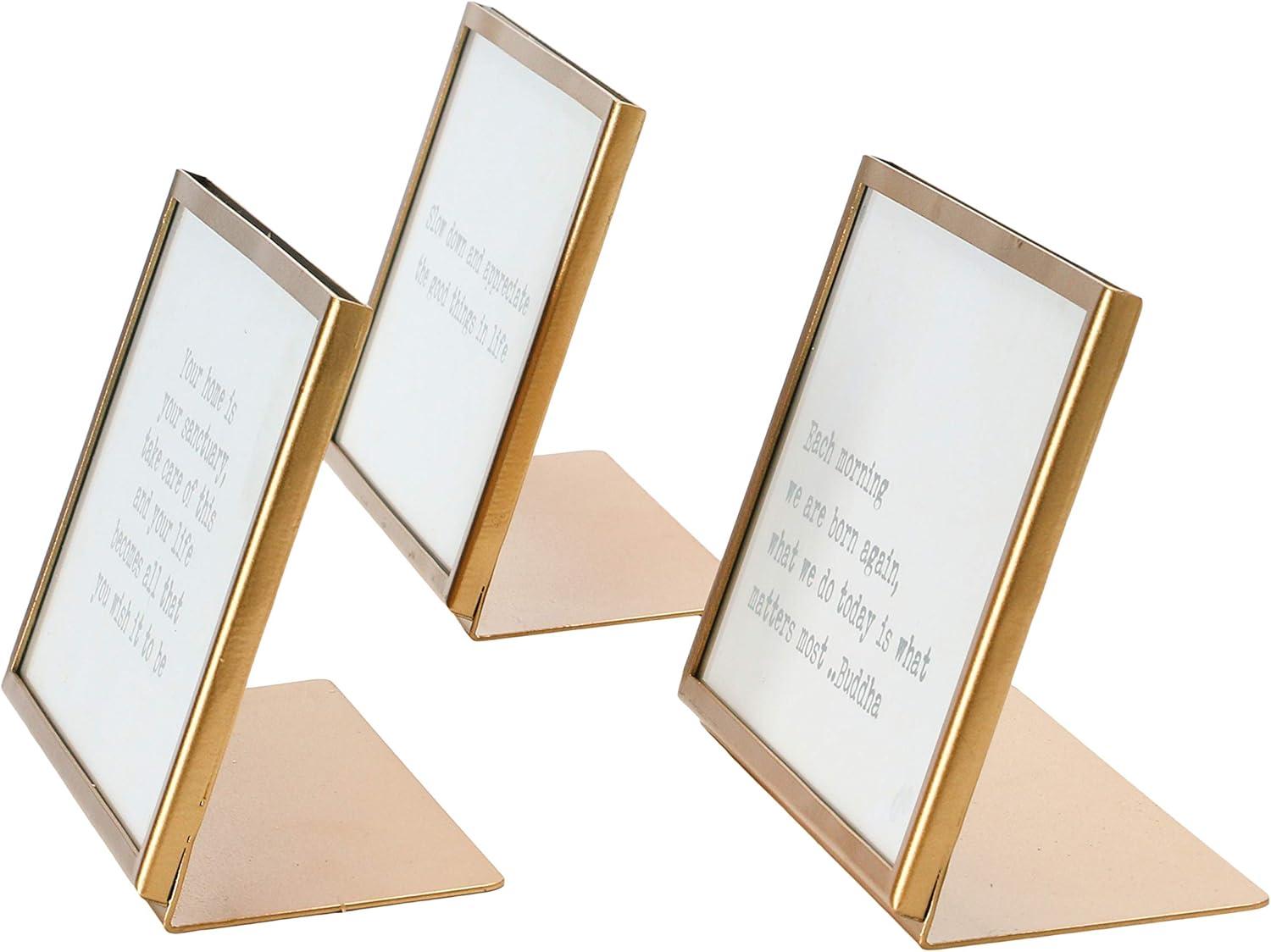 Set of 3 Gold Metal and Glass Motivational Quote Frames