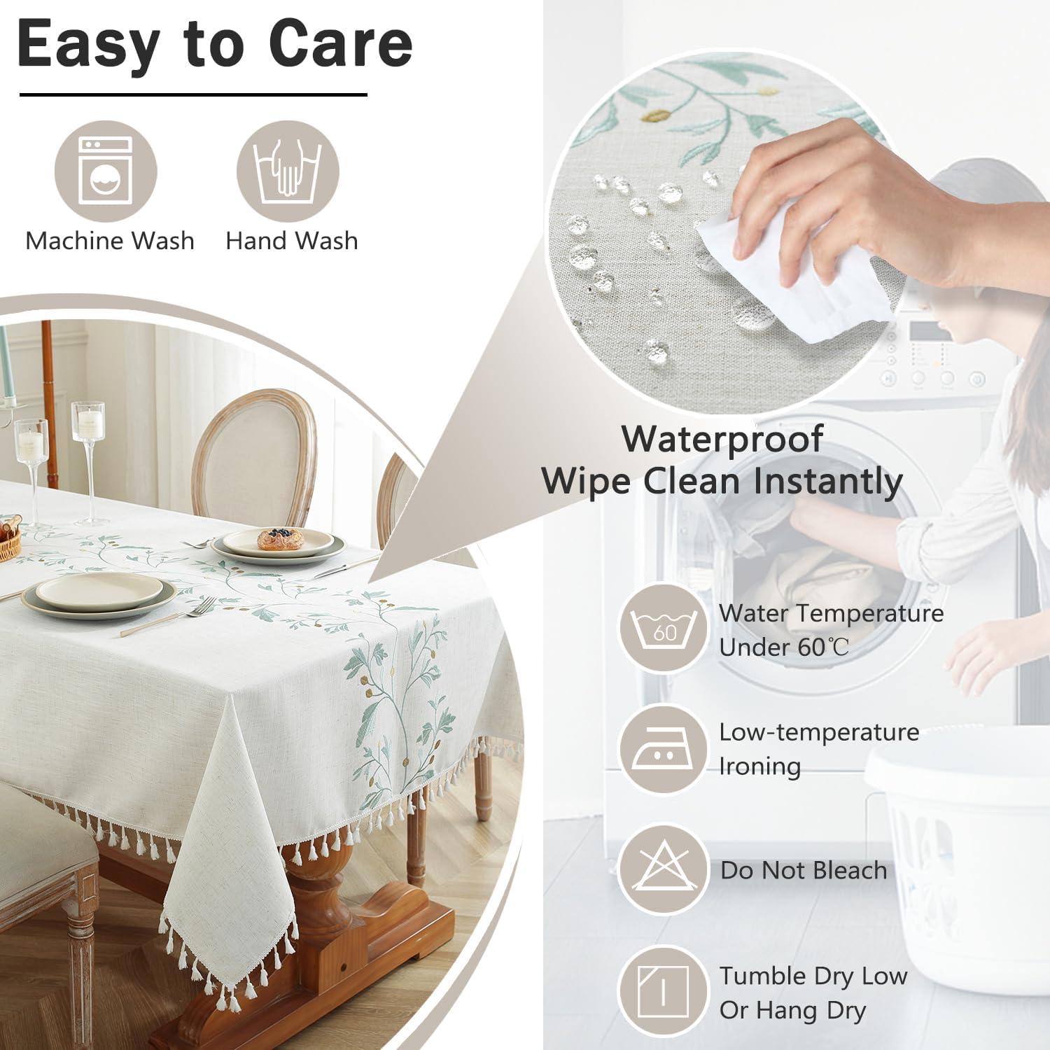 High Quality Washable Wrinkle Free Tablecloth with Tassel For Dinning Table