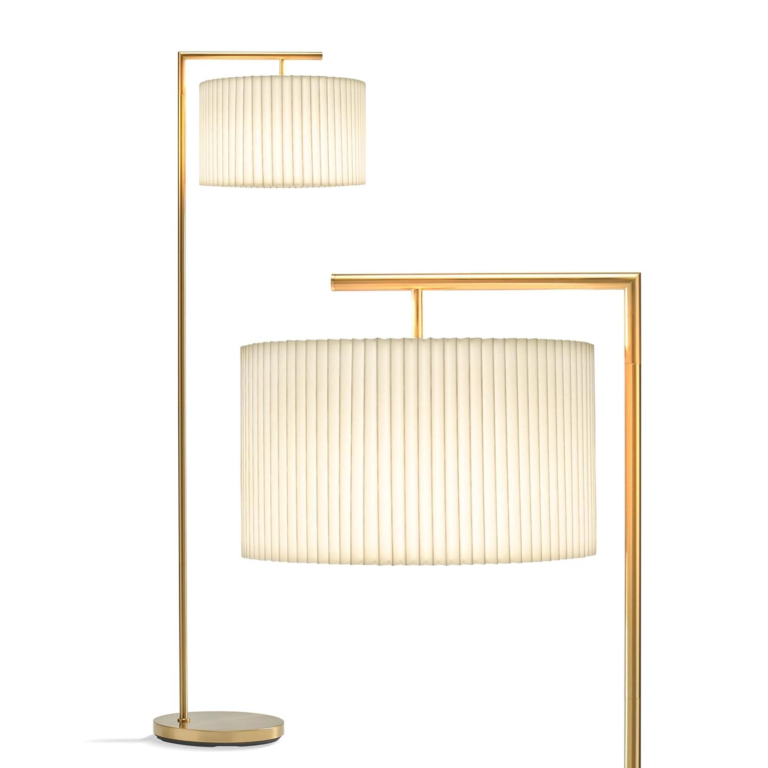 Montage Modern 60 in. Mid-Century Modern LED Floor Lamp with Fabric Drum Shade