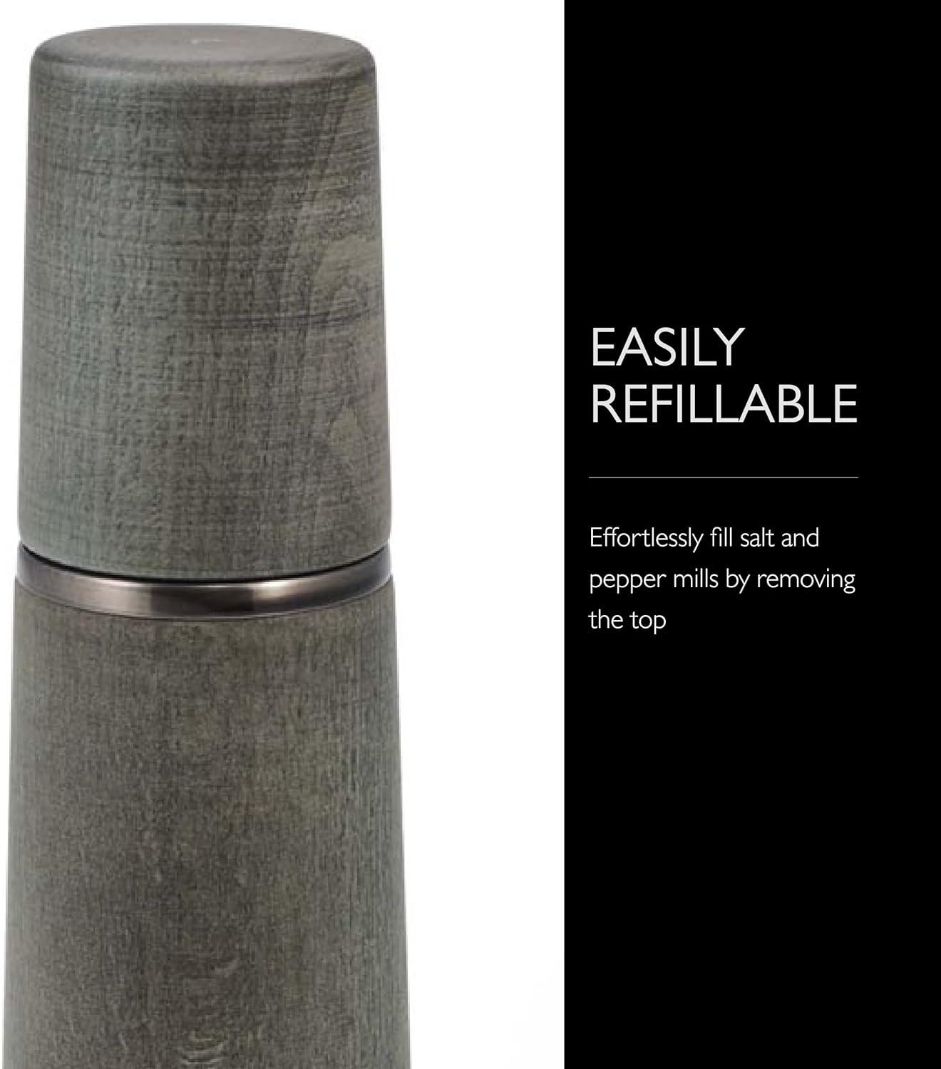 Gray Beechwood Electric Salt and Pepper Grinder Set