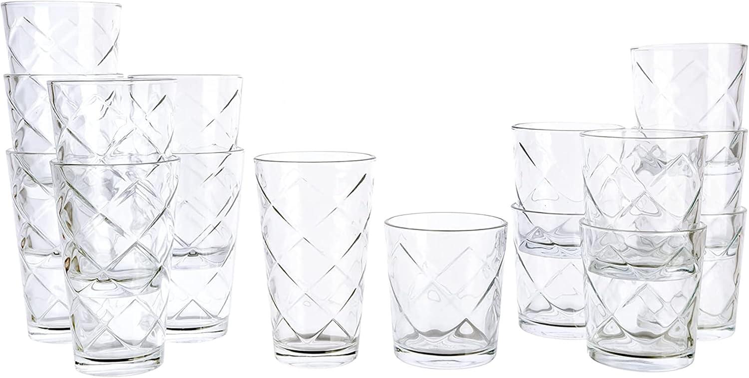 Gibson Home 16 Piece Lattice Glassware Drinkware Set