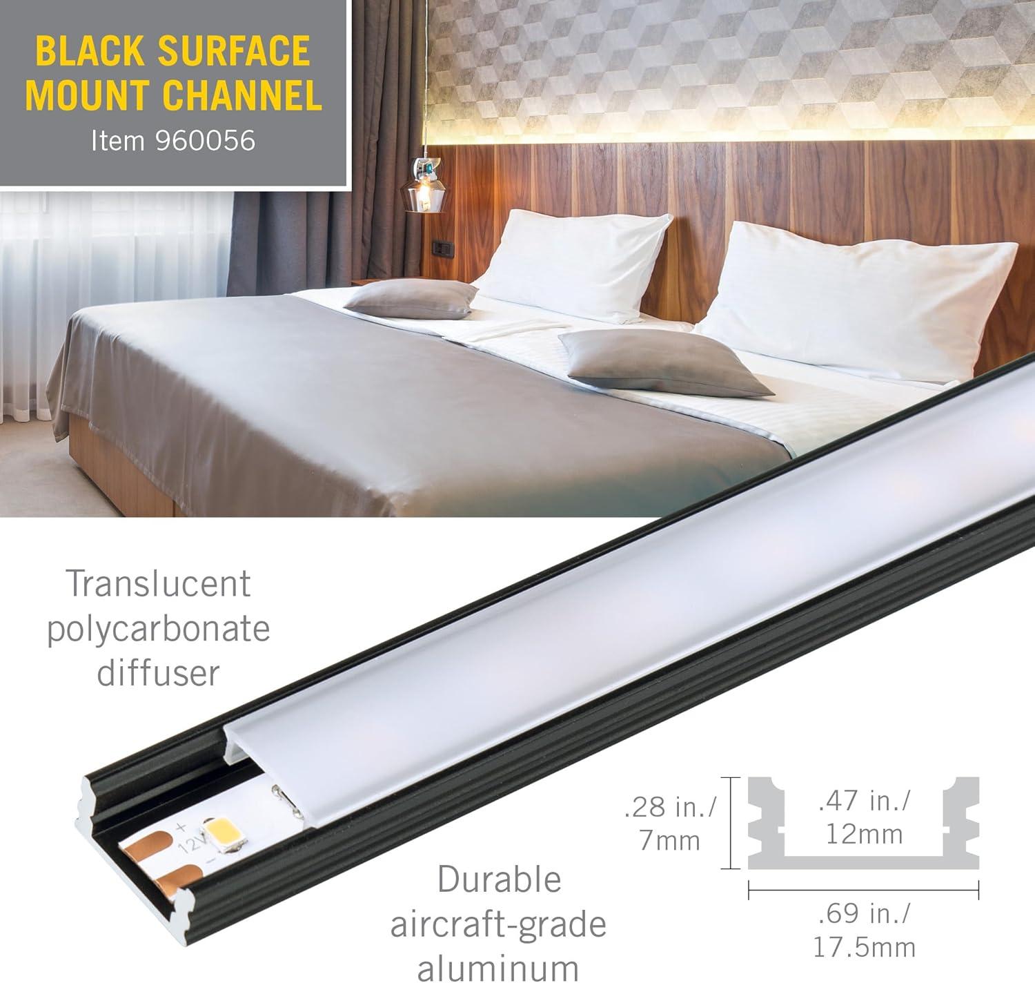 LED Tape Light Mounting Channel, Surface Mount, Silver