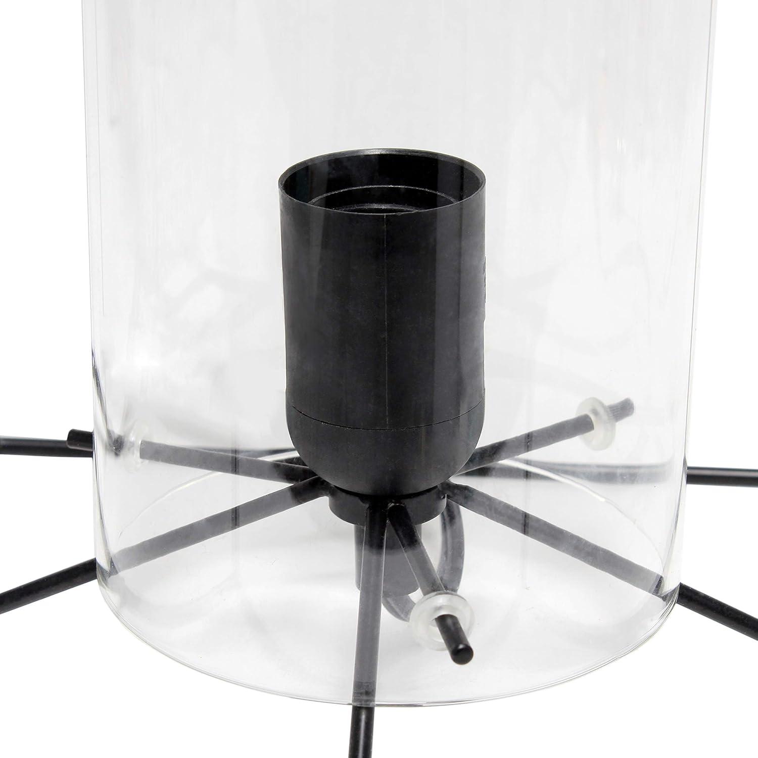 Black Metal and Clear Glass Edison Table Lamp