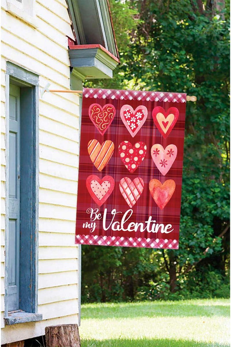 Northlight Be My Valentine Plaid and Heart Outdoor House Flag 28" x 40"