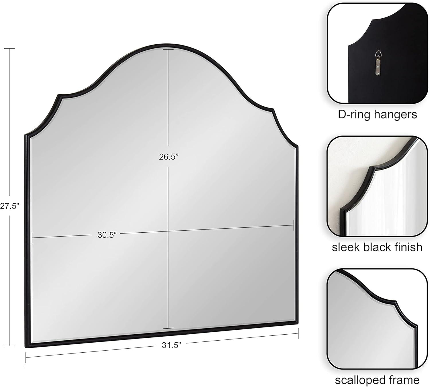 Kate and Laurel Leanna Framed Arch Wall Mirror, 32x28, Black