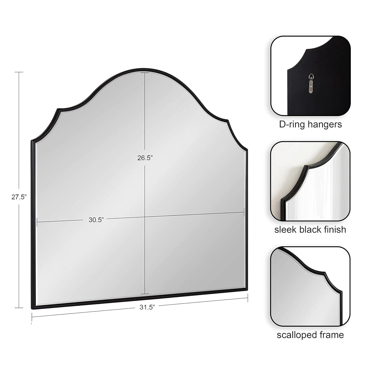 Kate and Laurel Leanna Framed Arch Wall Mirror, 32x28, Black
