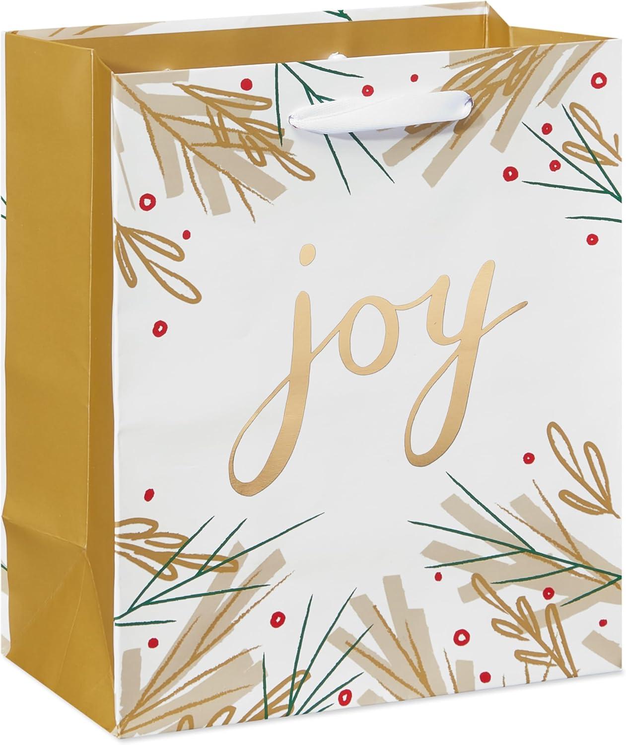 American Greetings Small Christmas Gift Bags, Gold and Silver Patterns (5 Bags)