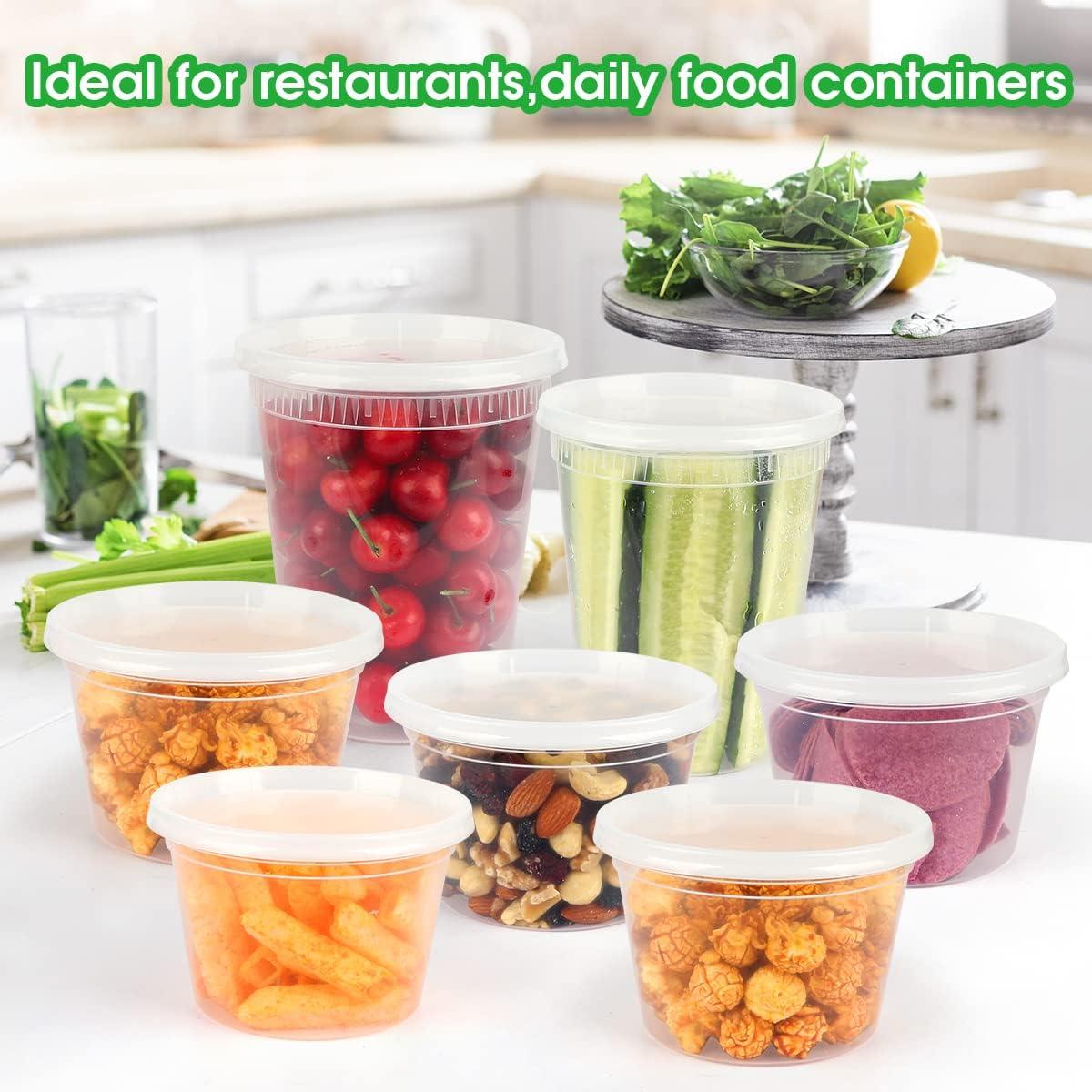 60-Pack Clear Plastic Meal Prep Containers with Lids and Spoons