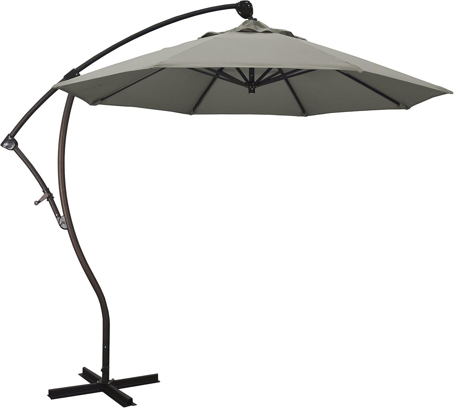 California Umbrella 9-Foot Offset Cantilever Patio Umbrella Infinite Tilt, 360 Rotation, Fade Resistant Solution Dyed Acrylic Fabric with Cross Section Base