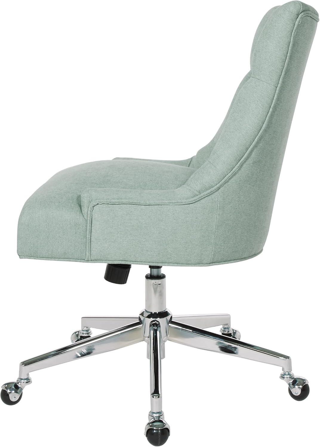 Amelia Office Chair in Mint Blue Fabric with Chrome Base