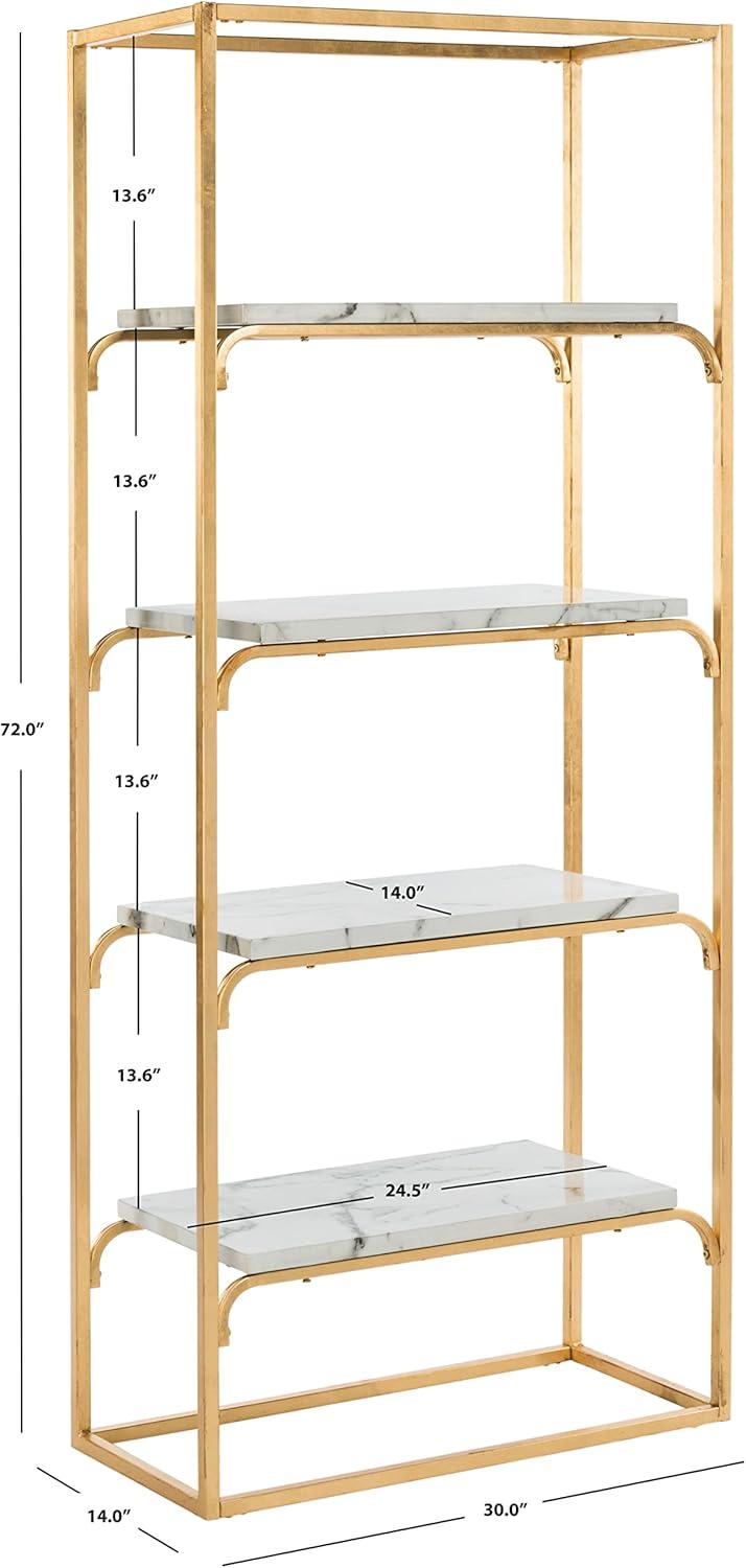 Fiora 4-Tier Etagere - Gold Foil/Faux White Marble - Safavieh