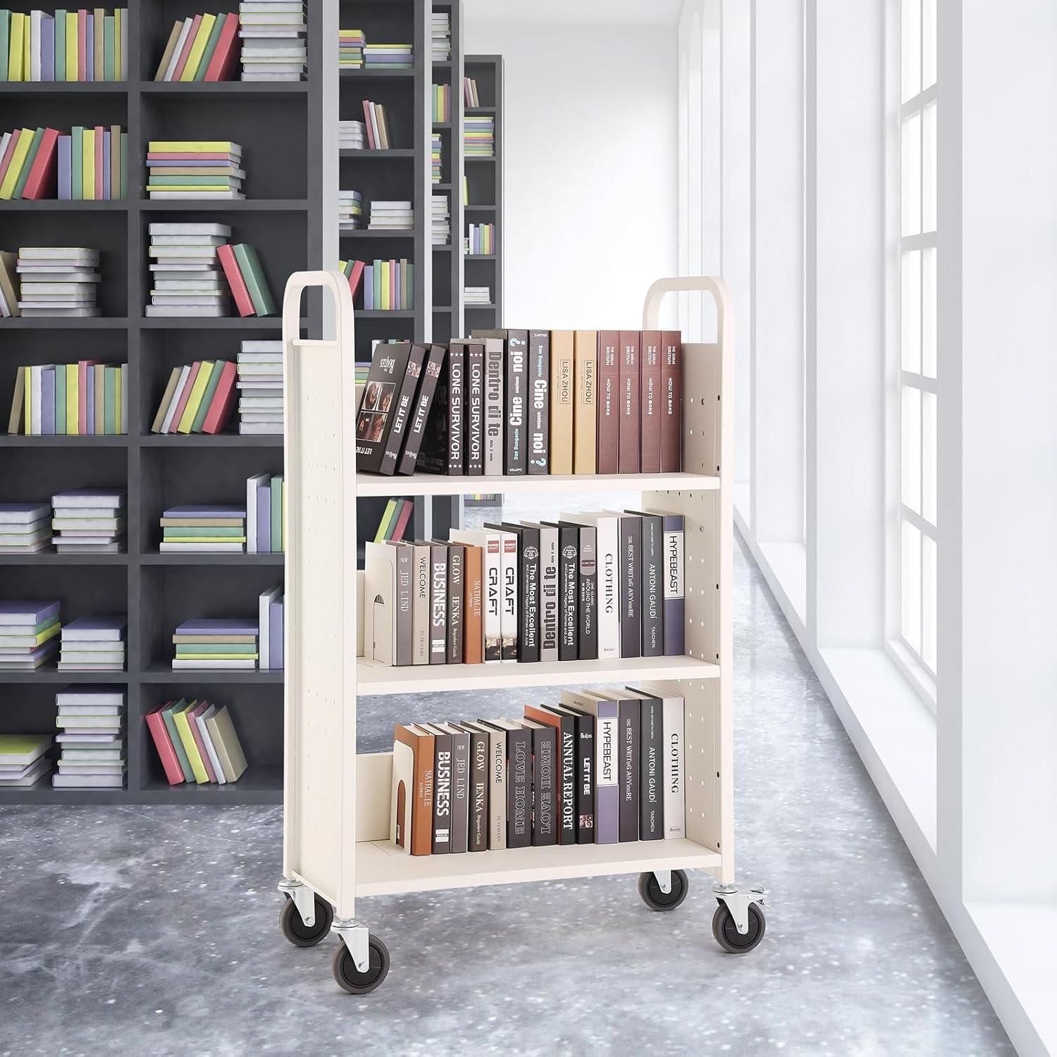 VEVOR 49.2'' H x 31.1'' W Book Cart with Wheels