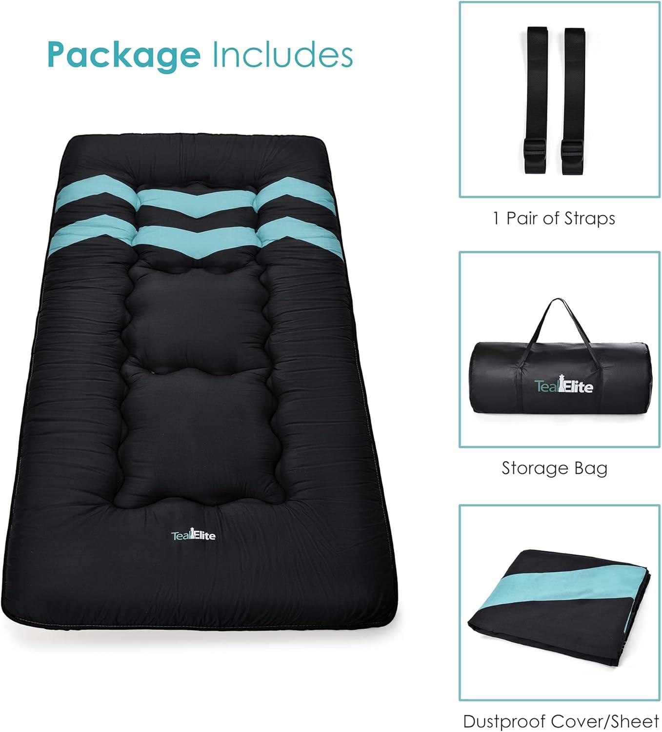 Teal Elite Japanese Futon Mattress Tatami Roll Up Sleeping Mat, Twin Size