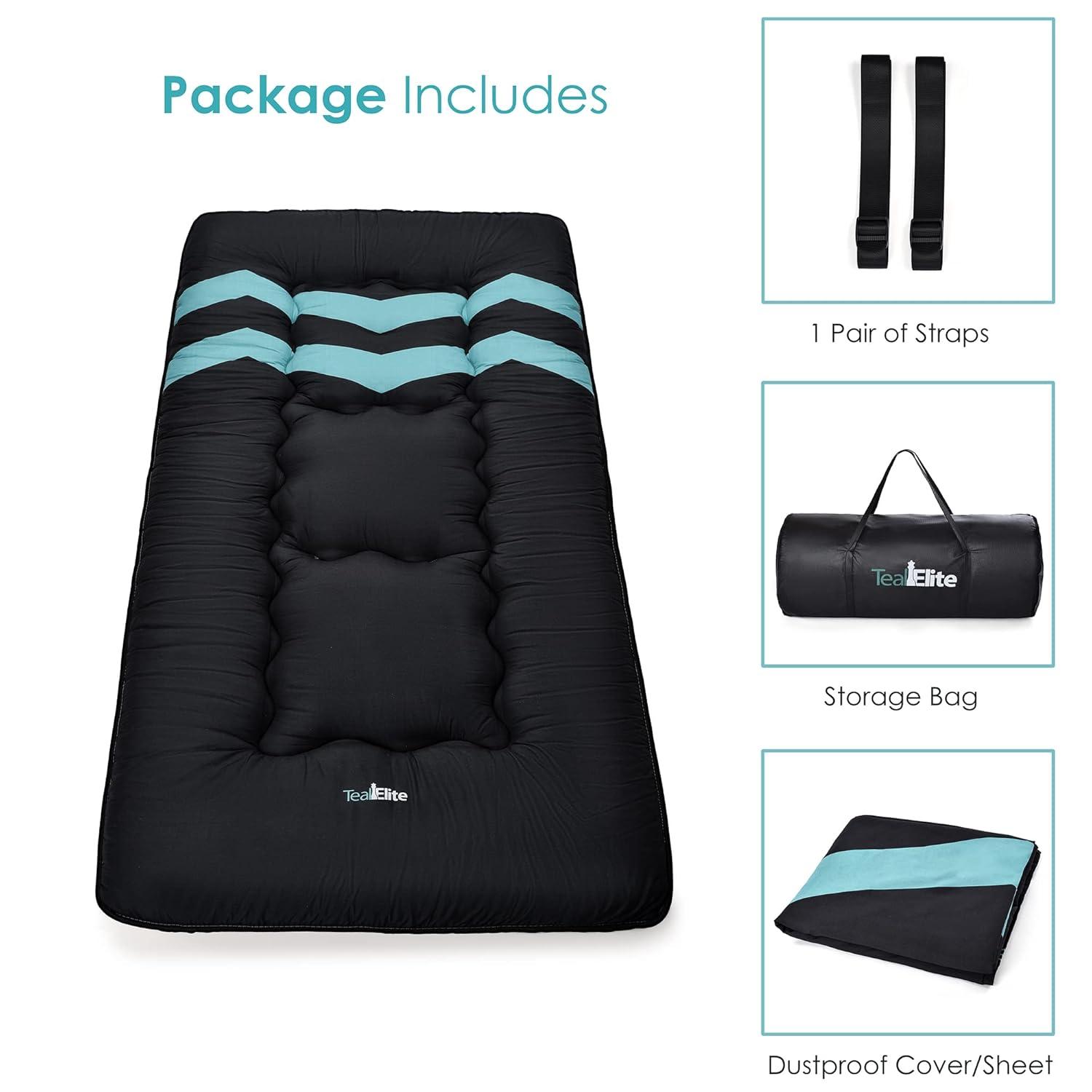 Teal Elite Japanese Futon Mattress Tatami Roll Up Sleeping Mat, Twin Size