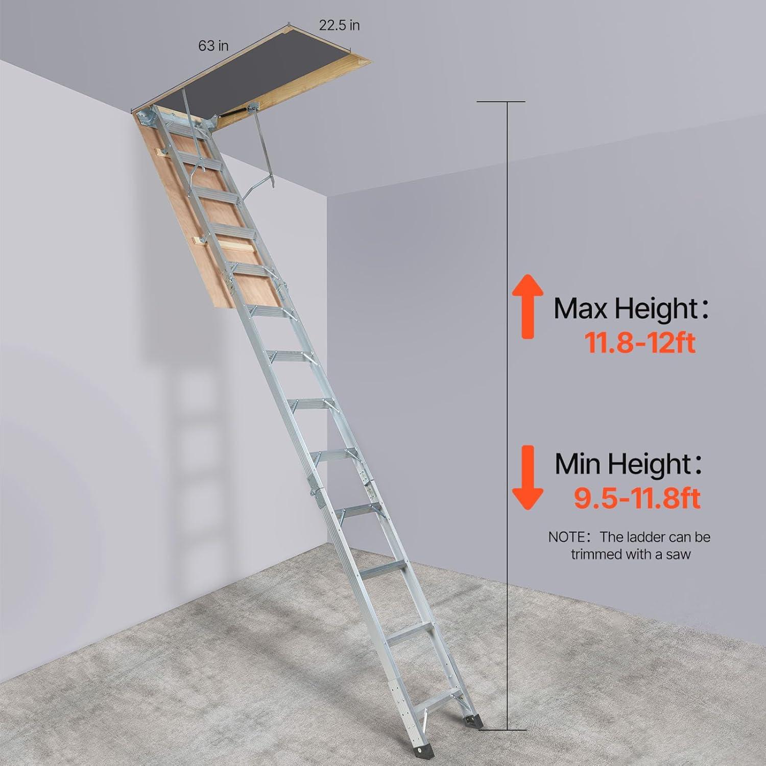 VEVOR 12 - Step Aluminum Lightweight Attic Ladder
