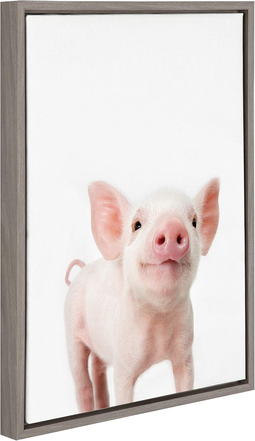 18" x 24" Sylvie Animal Studio Piglet Framed Canvas by Amy Peterson - Kate & Laurel All Things Decor