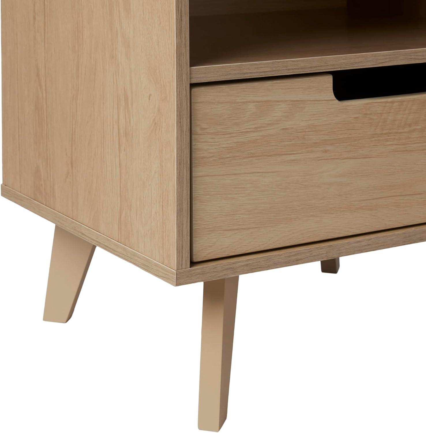 Riviera Mid-Century Modern 1-Drawer Nightstand with Open Cubby