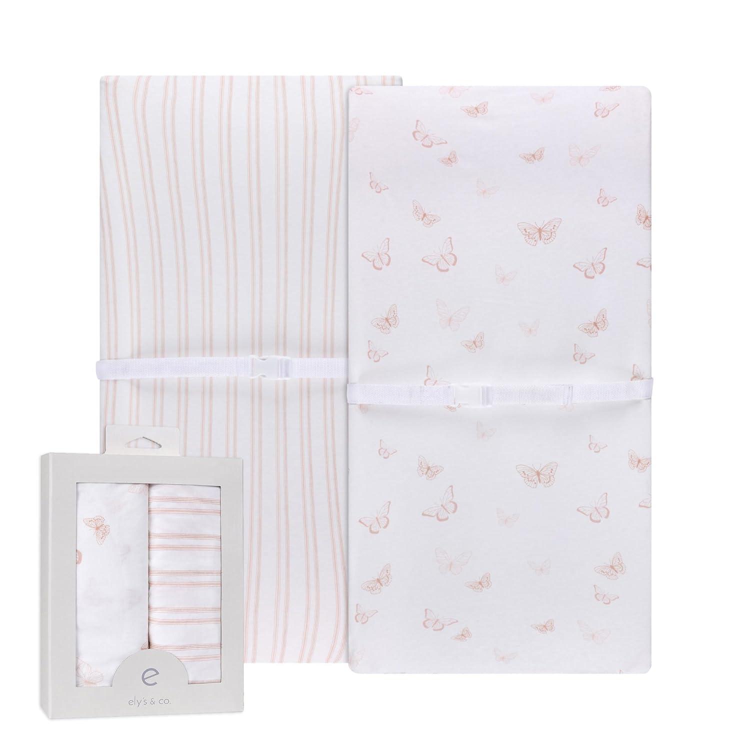 Ely's & Co. Baby Fitted Bassinet Sheet  100% Combed Jersey Cotton Pink for Baby Girl 2 Pack