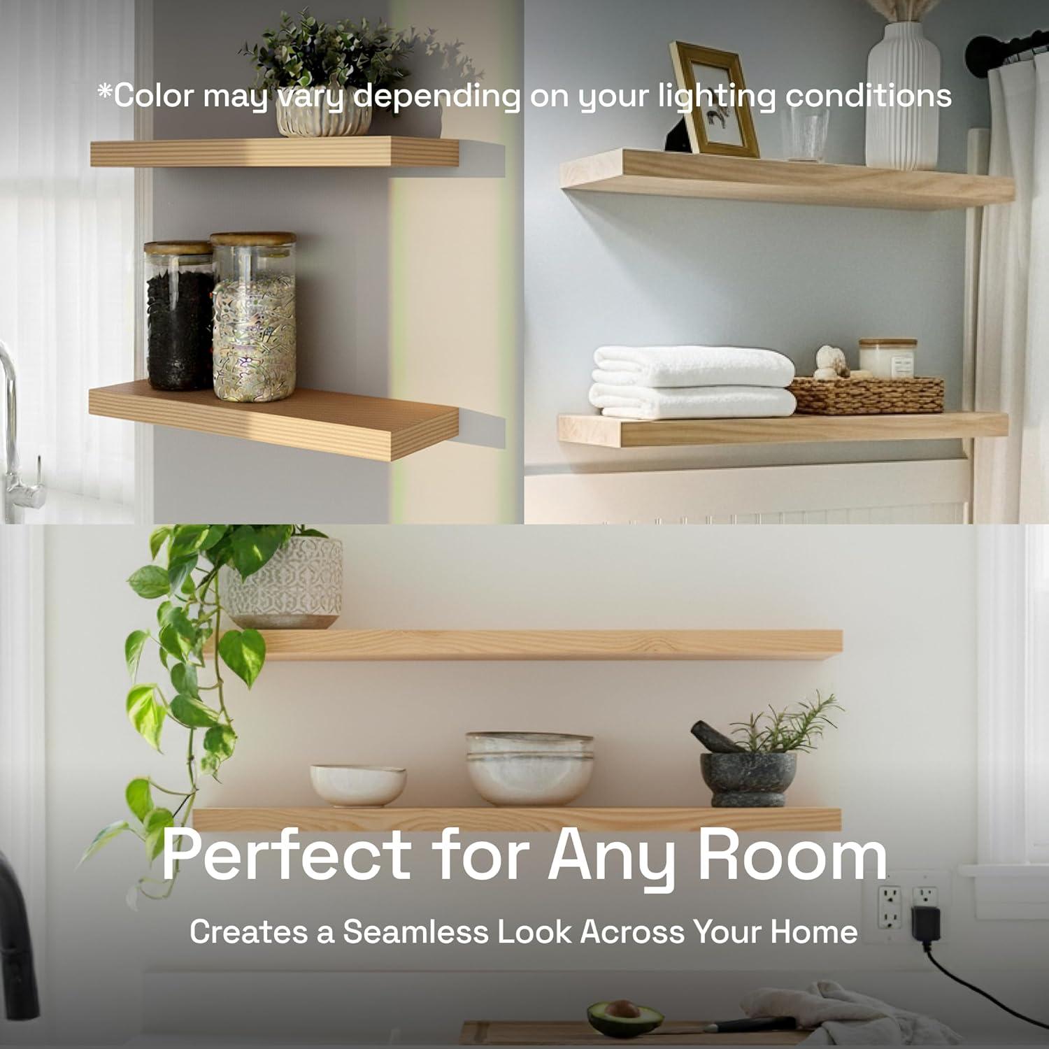 Baobab Workshop Solid Wood Floating Shelves, Wooden Shelves for Wall (Set of 2)