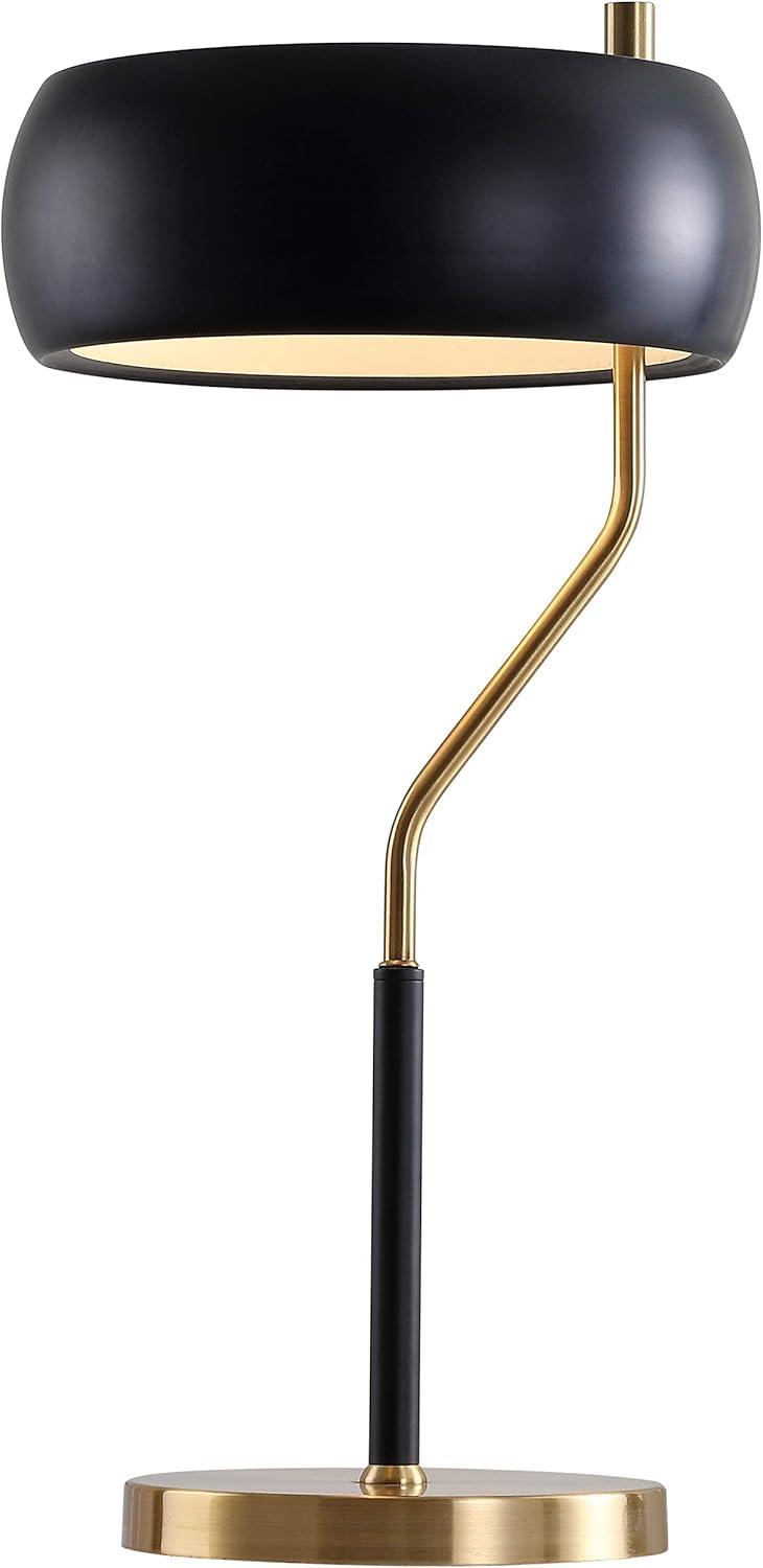 22.5" Black and Brass Gold Metal Desk Lamp with LED Bulb